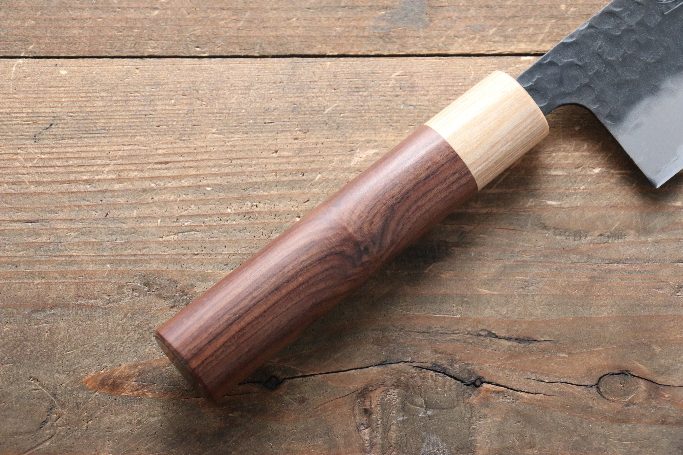 Seisuke Kokubyaku Blue Super Hammered Nakiri 165mm Morado Handle - Seisuke Knife