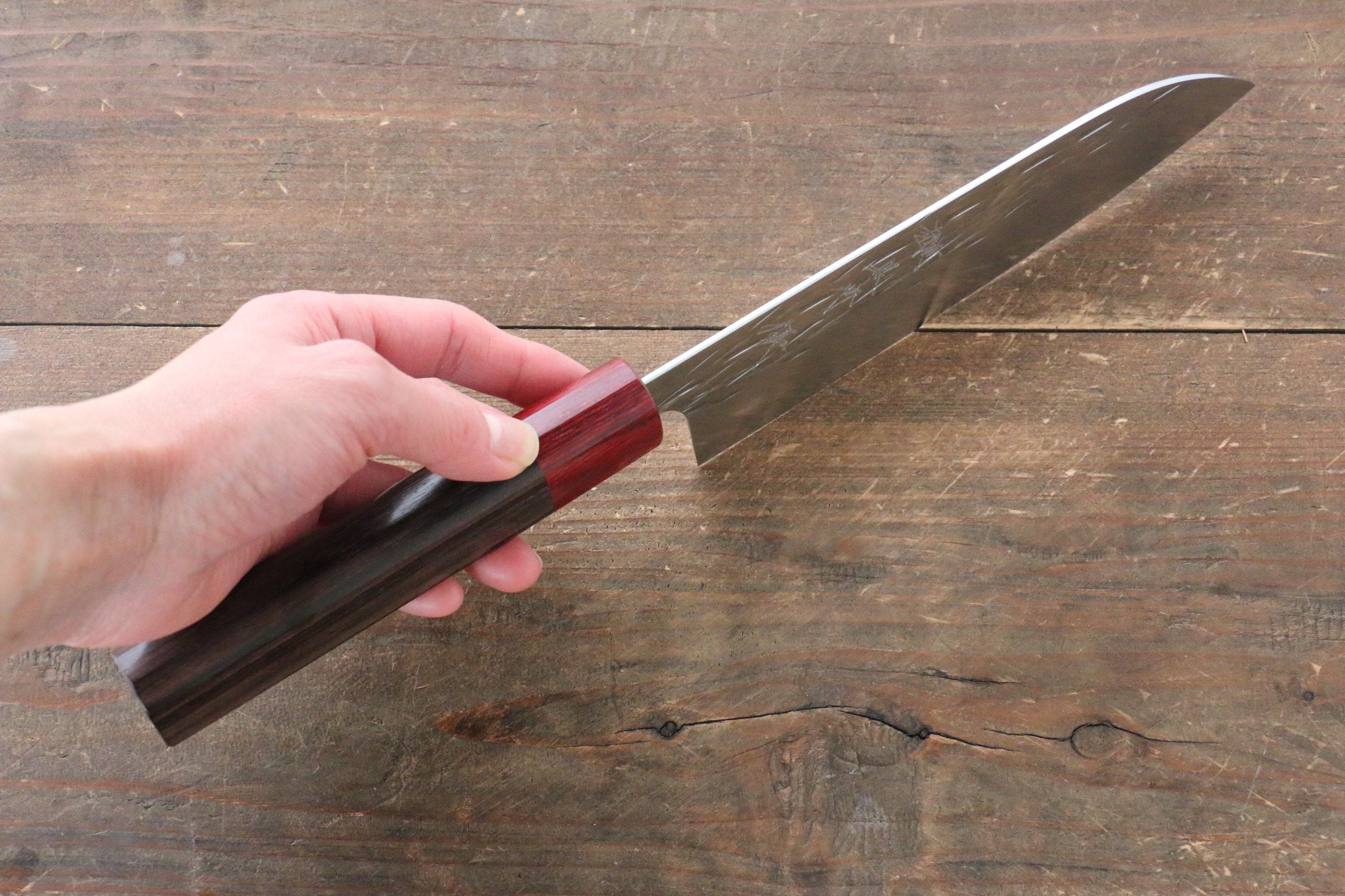 Yu Kurosaki Juhyo SG2 Hammered Santoku 165mm Shitan (ferrule: Red Pakka wood) Handle - Seisuke Knife