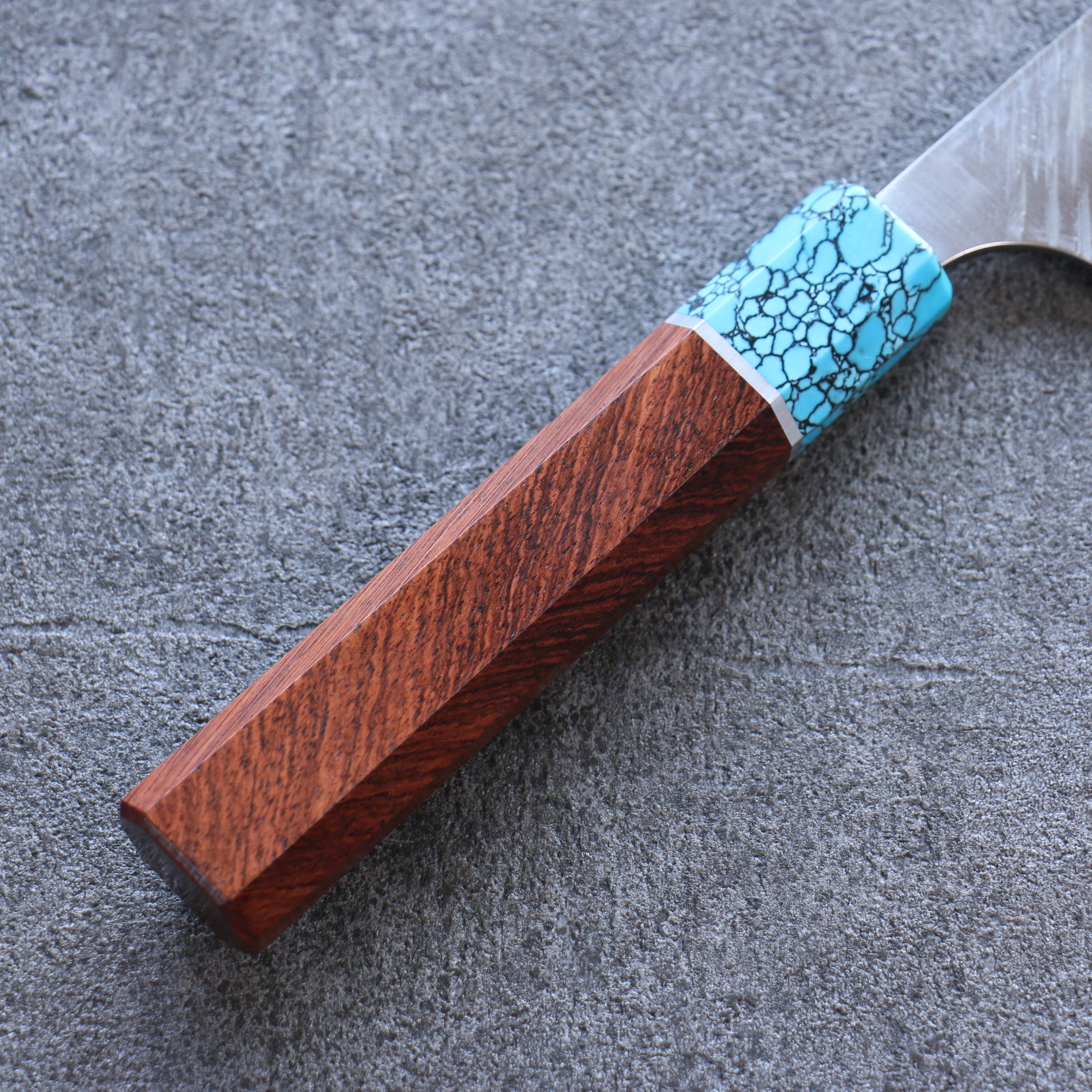 Yu Kurosaki Fujin SG2 Hammered Gyuto 210mm Rosewood(ferrule: Turquoise with Ring) Handle - Seisuke Knife