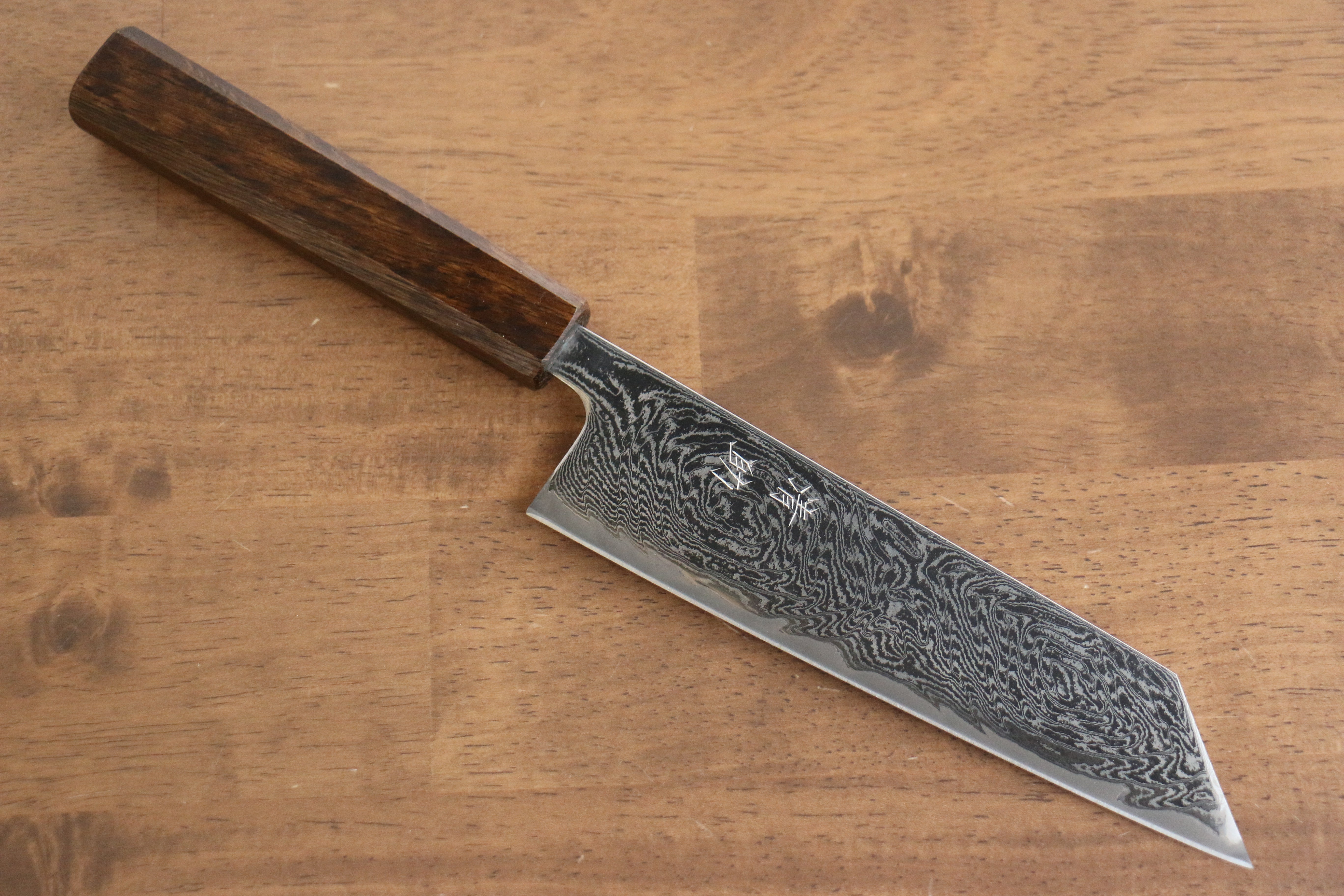 Seisuke Nami AUS10 Mirrored Finish Damascus Bunka 180mm Oak Handle - Seisuke Knife