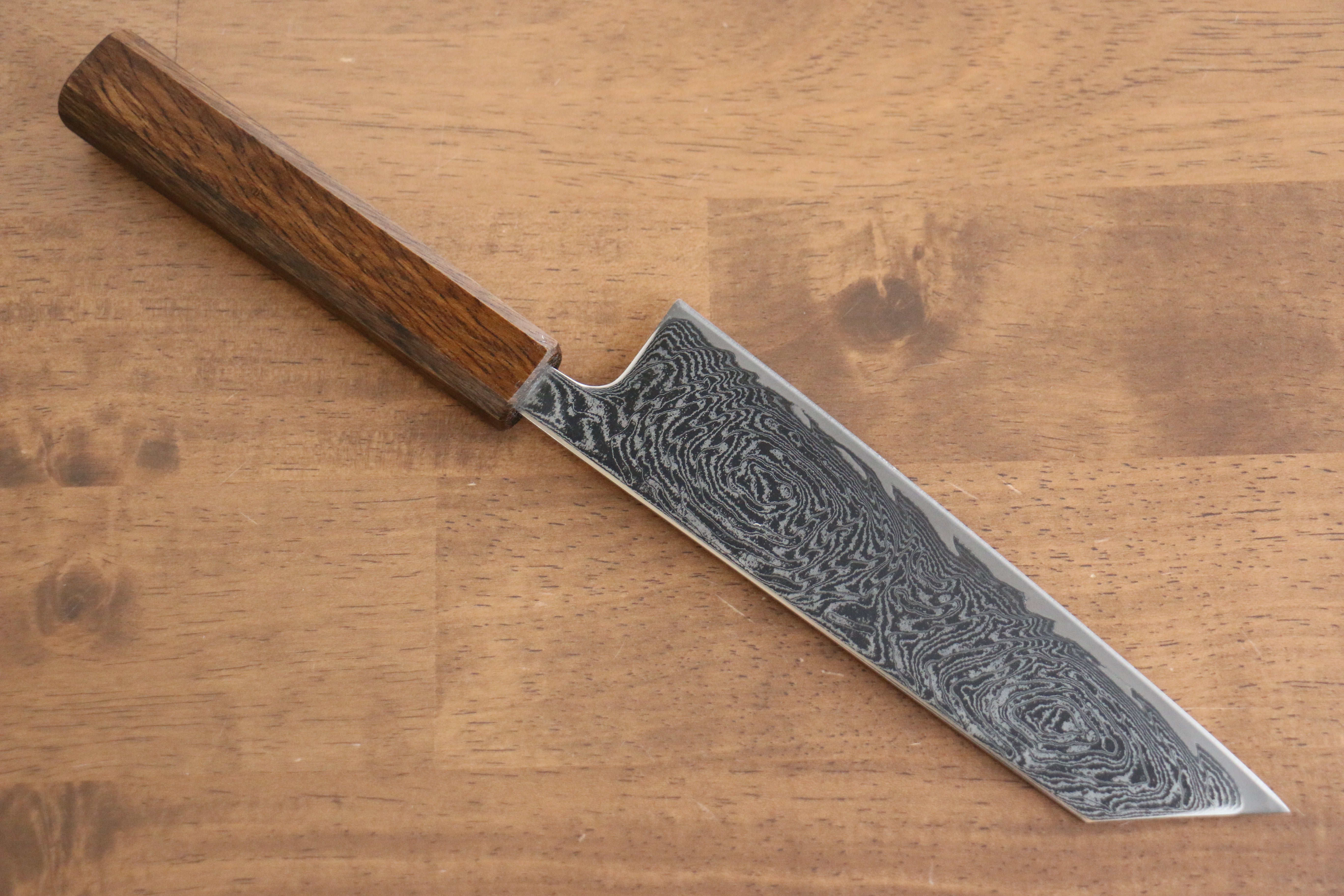 Seisuke Nami AUS10 Mirrored Finish Damascus Bunka 180mm Oak Handle - Seisuke Knife