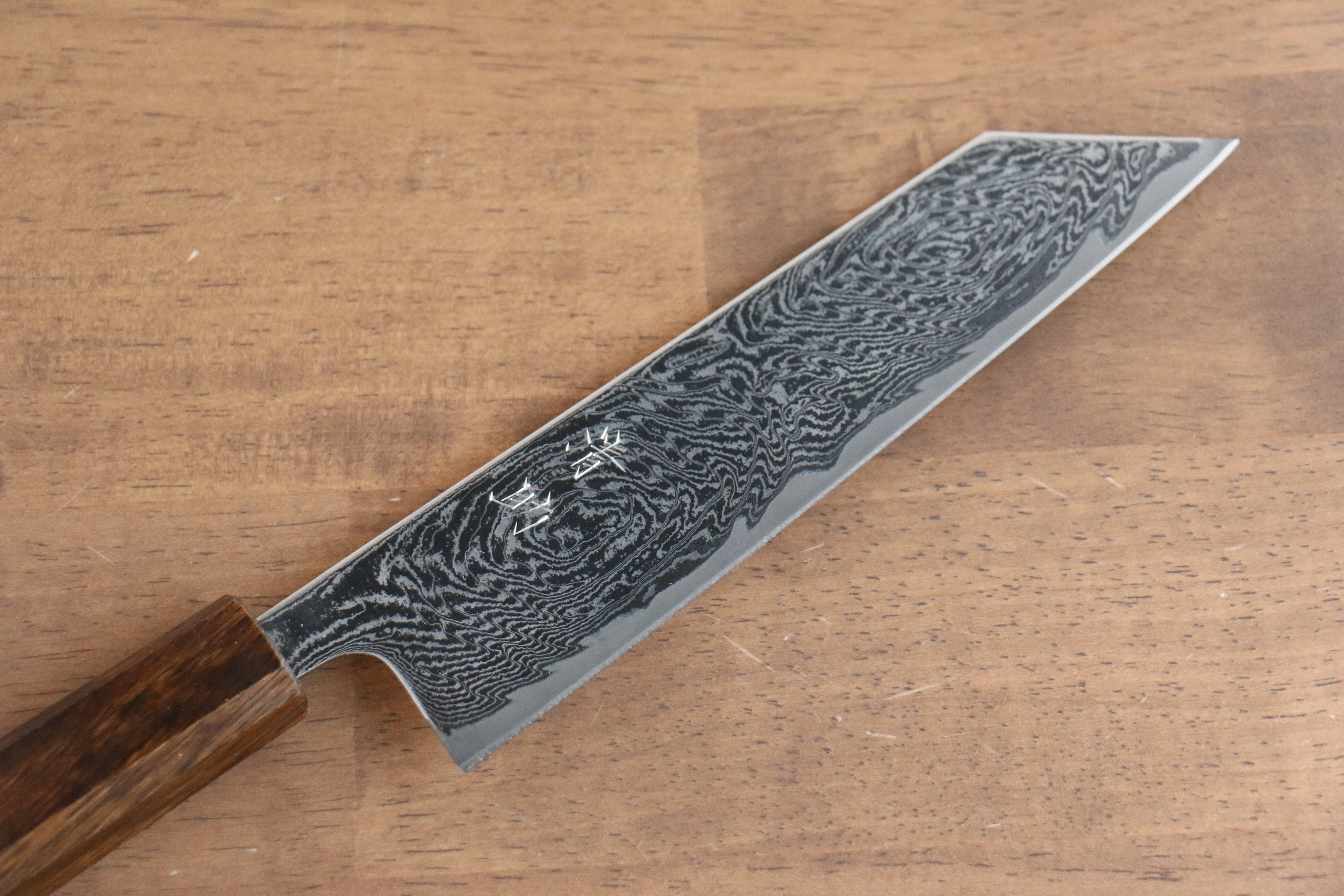 Seisuke Nami AUS10 Mirrored Finish Damascus Bunka 180mm Oak Handle - Seisuke Knife