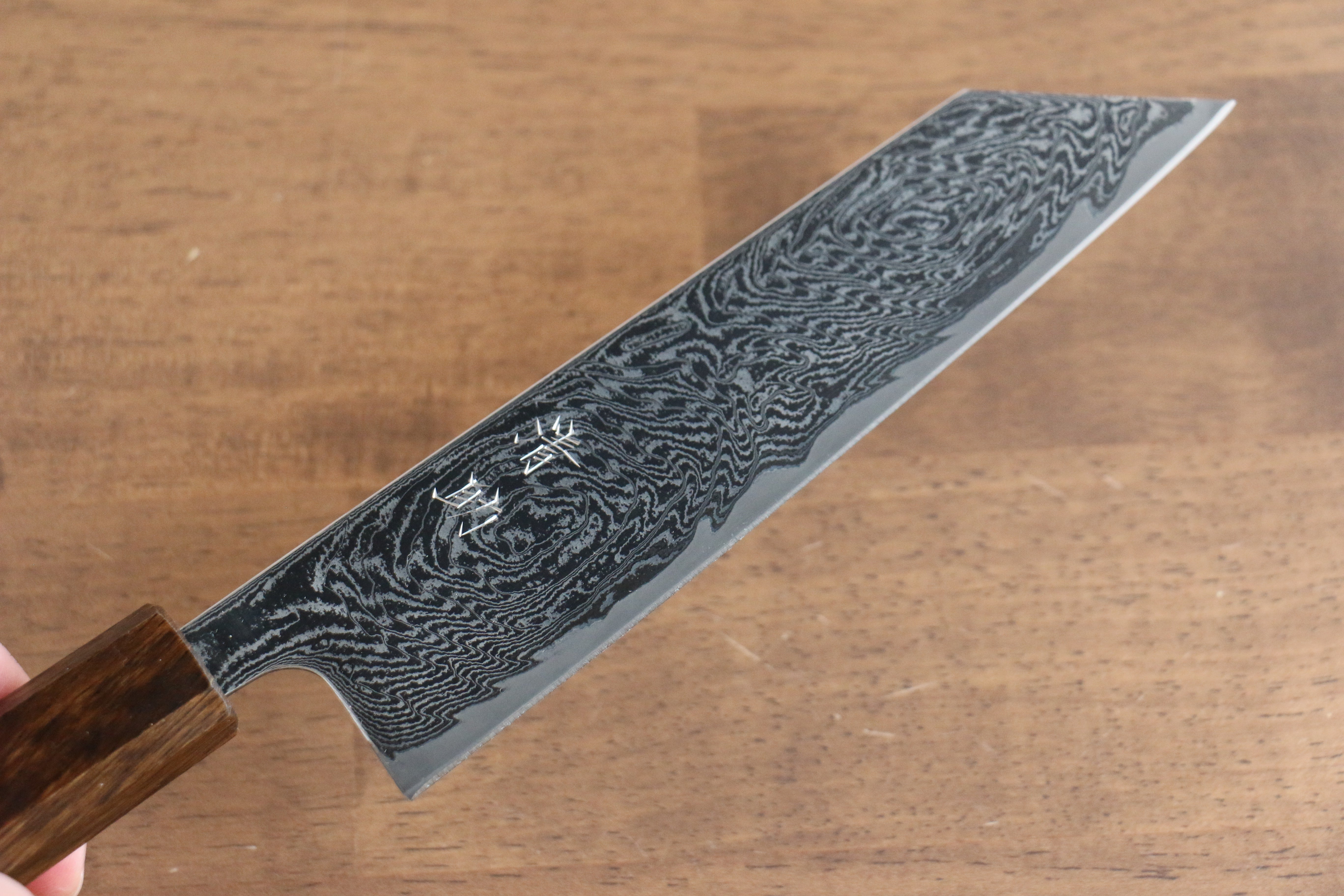 Seisuke Nami AUS10 Mirrored Finish Damascus Bunka 180mm Oak Handle - Seisuke Knife