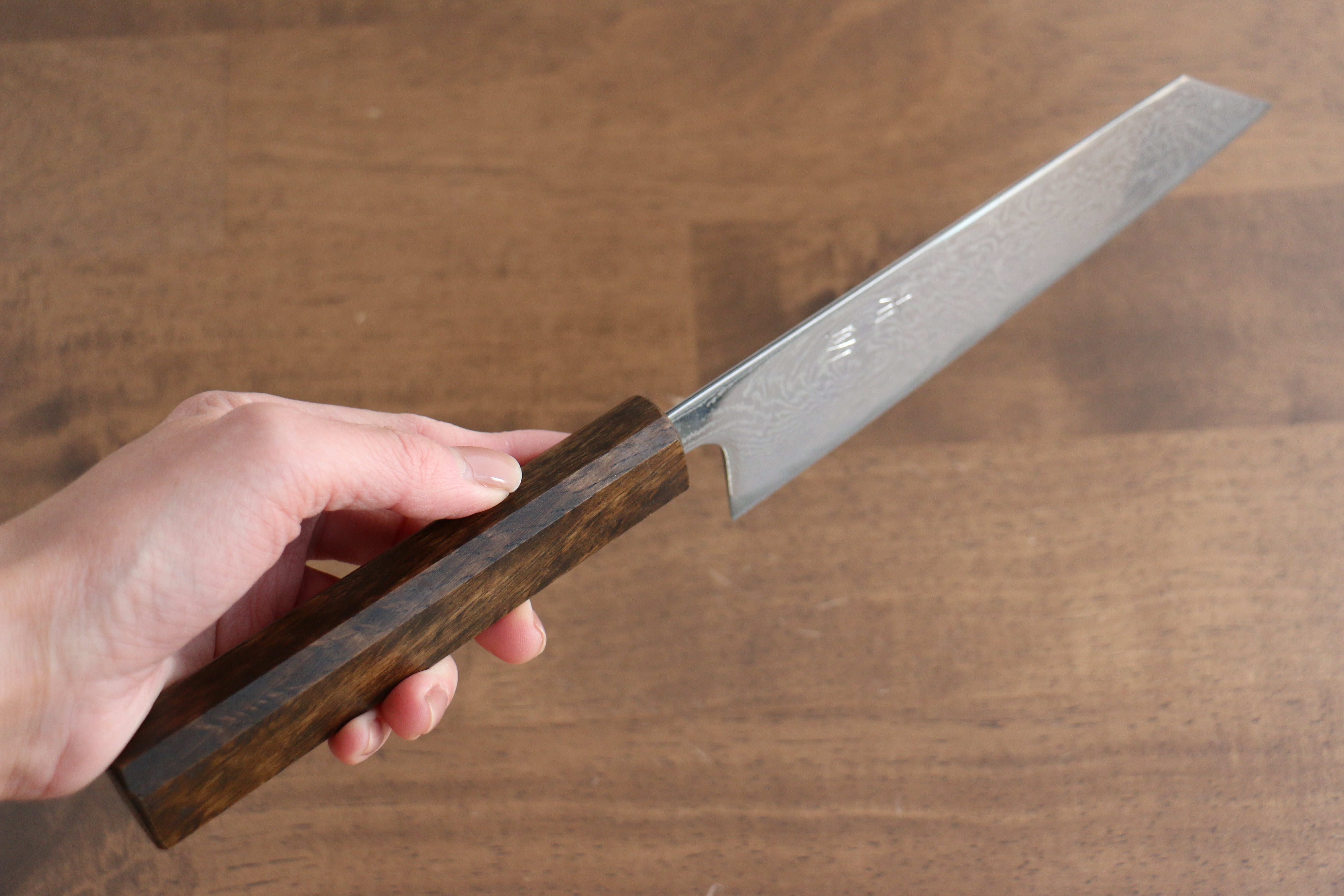 Seisuke Nami AUS10 Mirrored Finish Damascus Bunka 180mm Oak Handle - Seisuke Knife