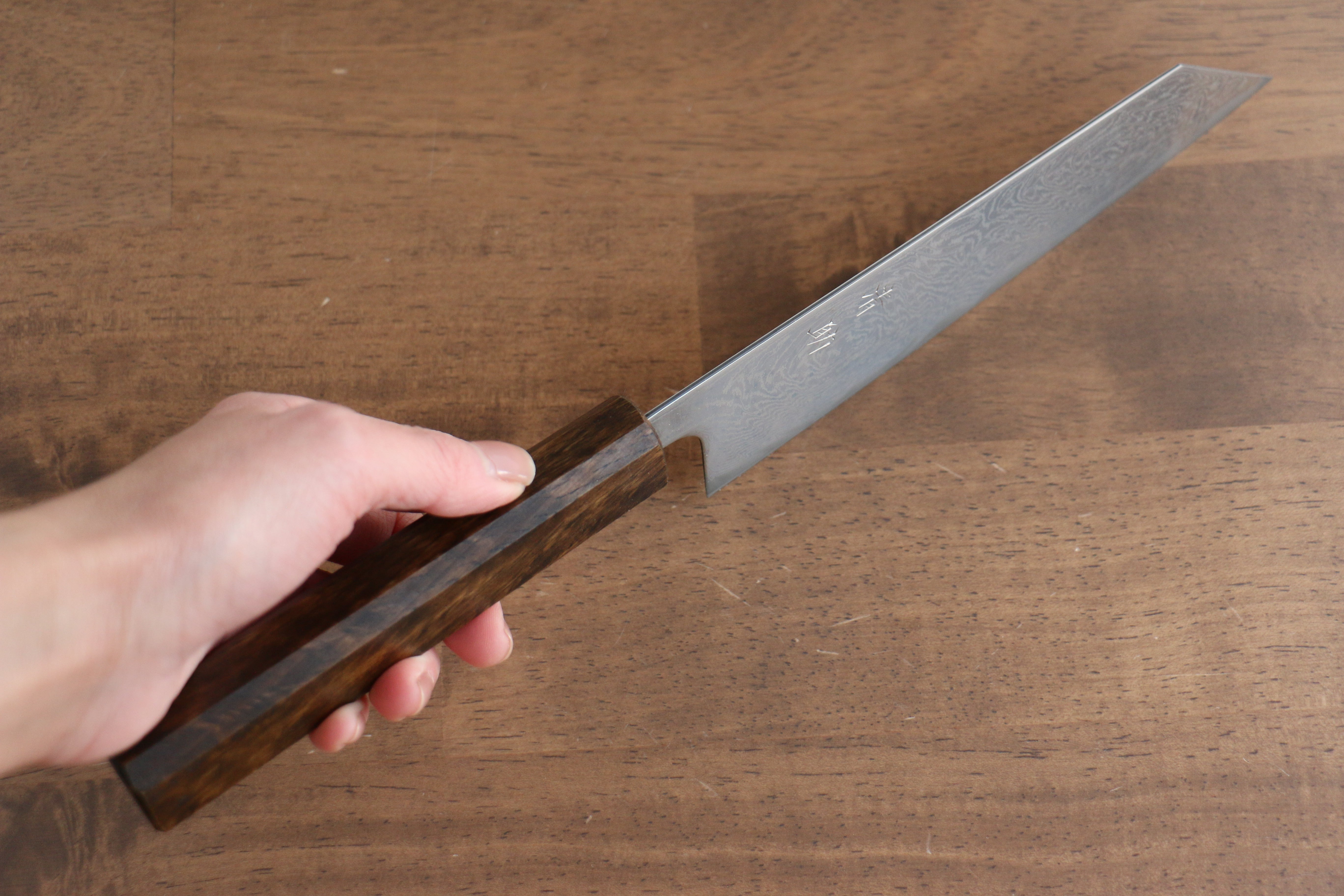 Seisuke Nami AUS10 Mirrored Finish Damascus Bunka 180mm Oak Handle - Seisuke Knife