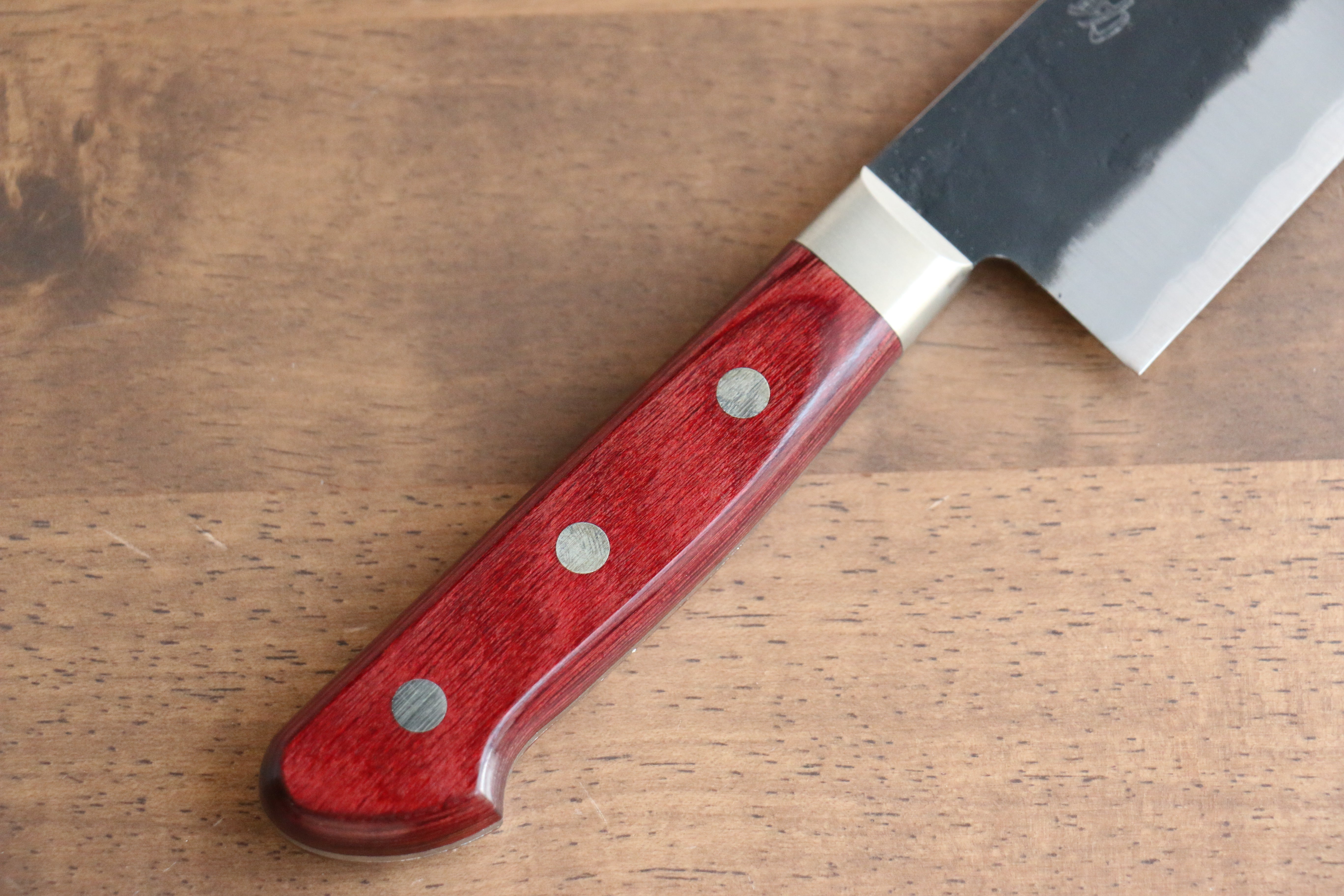 Seisuke Kuronashi Blue Super Nashiji Kurouchi Gyuto 210mm Red Pakka wood Handle - Seisuke Knife