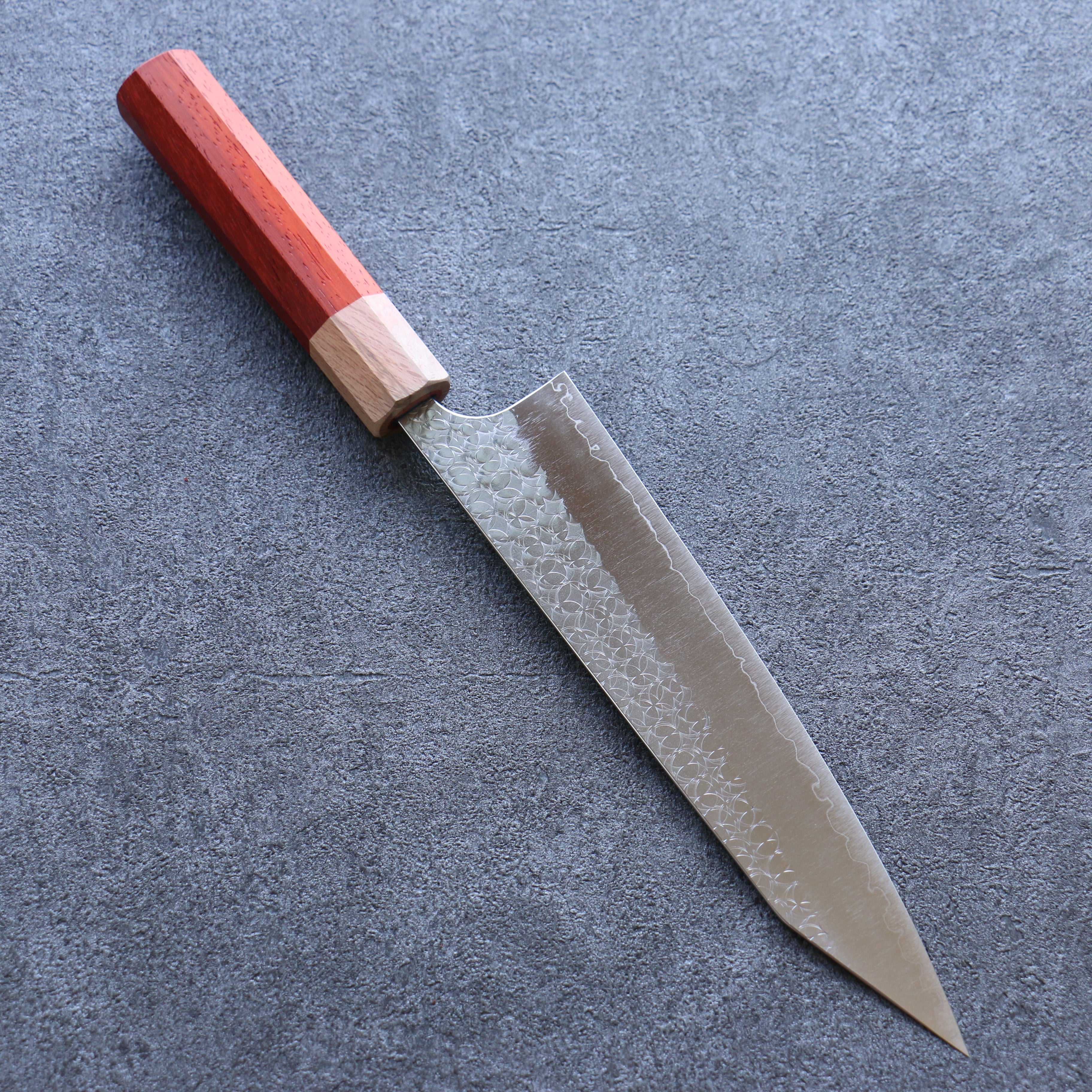 Yoshimi Kato Minamo SG2 Hammered Kiritsuke Gyuto 210mm Padoauk Handle - Seisuke Knife