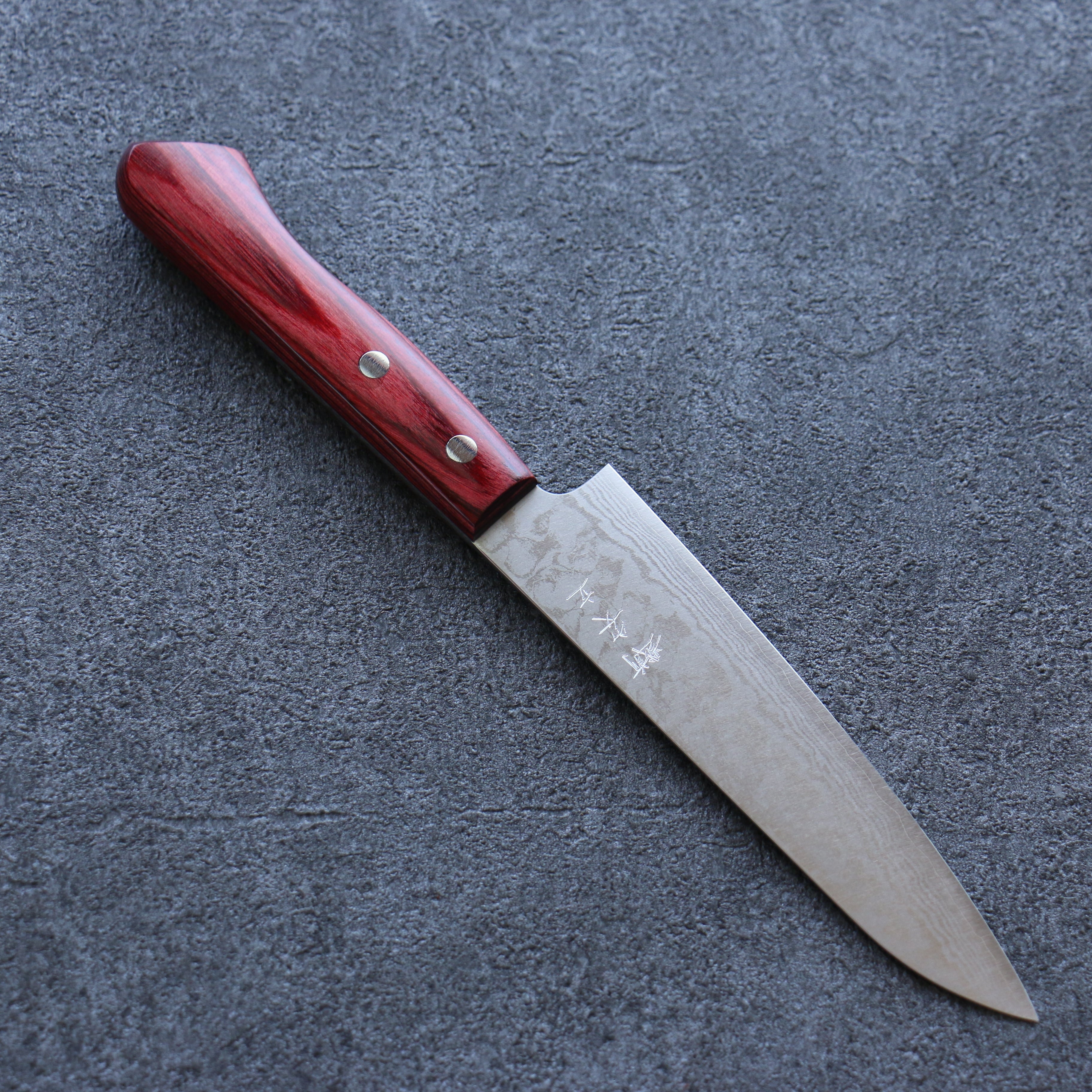 Anryu VG10 Damascus Petty-Utility 130mm Red Pakkawood Handle - Seisuke Knife