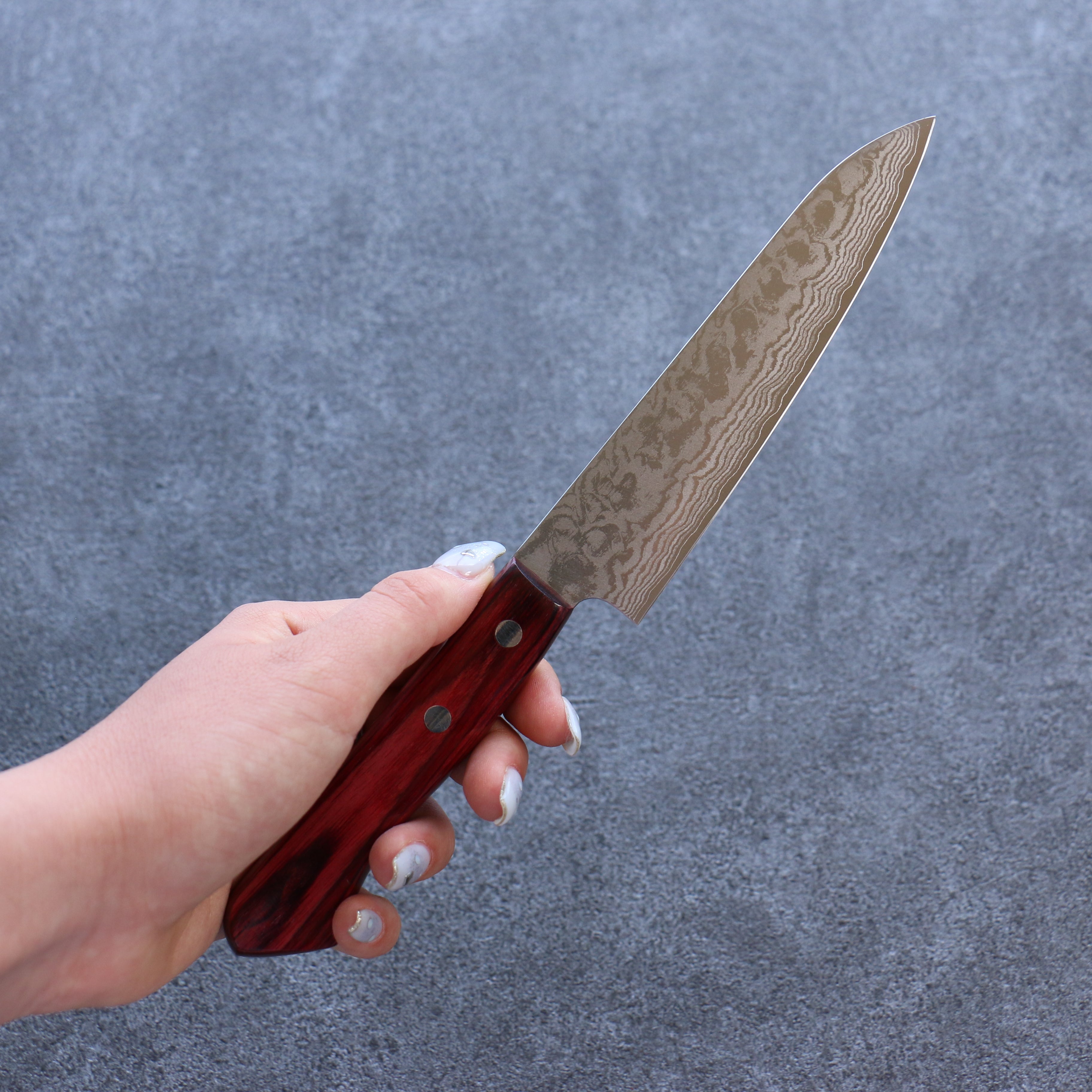Anryu VG10 Damascus Petty-Utility 130mm Red Pakkawood Handle - Seisuke Knife