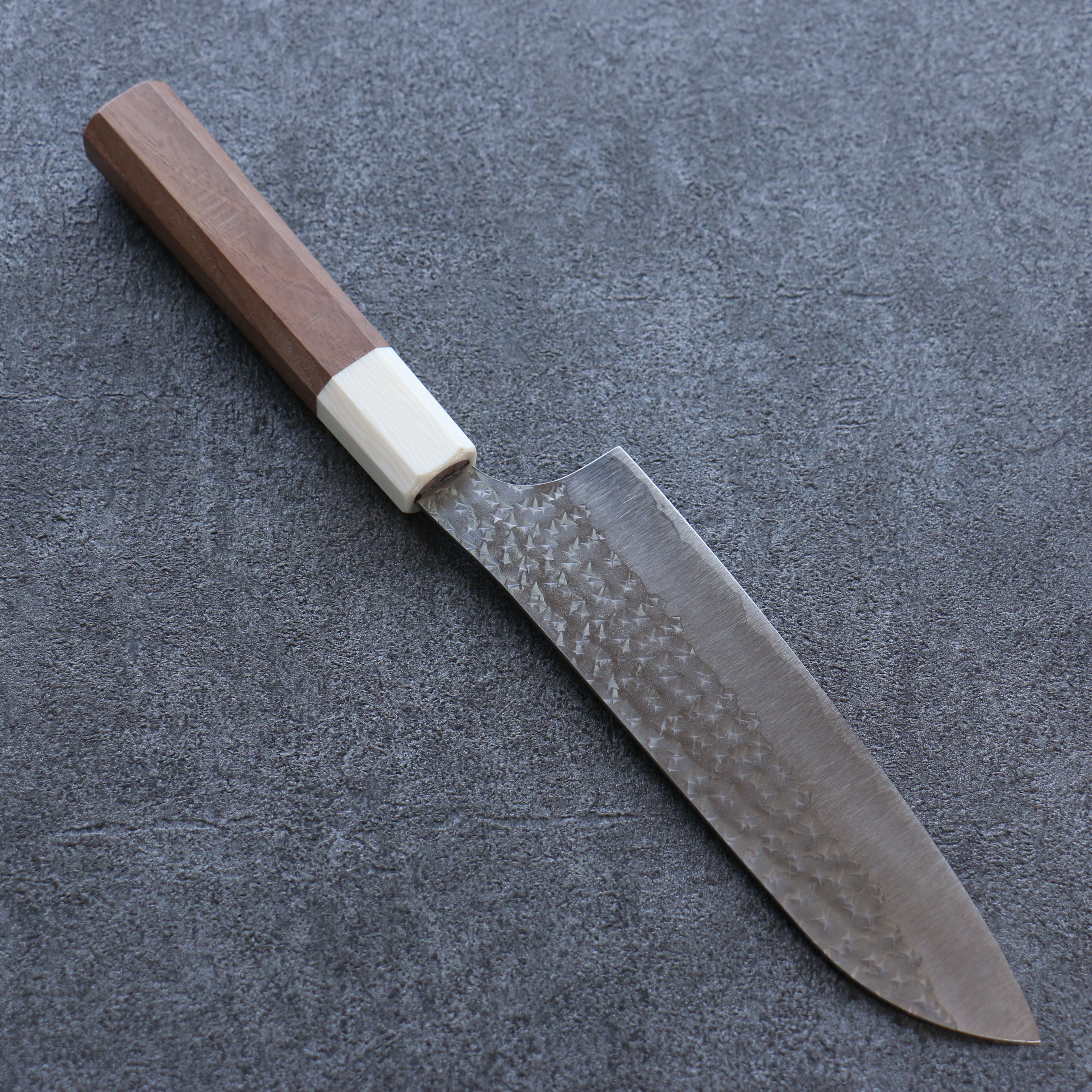 Yu Kurosaki Senko Ei SG2 Hammered Santoku 165mm Walnut Handle - Seisuke Knife