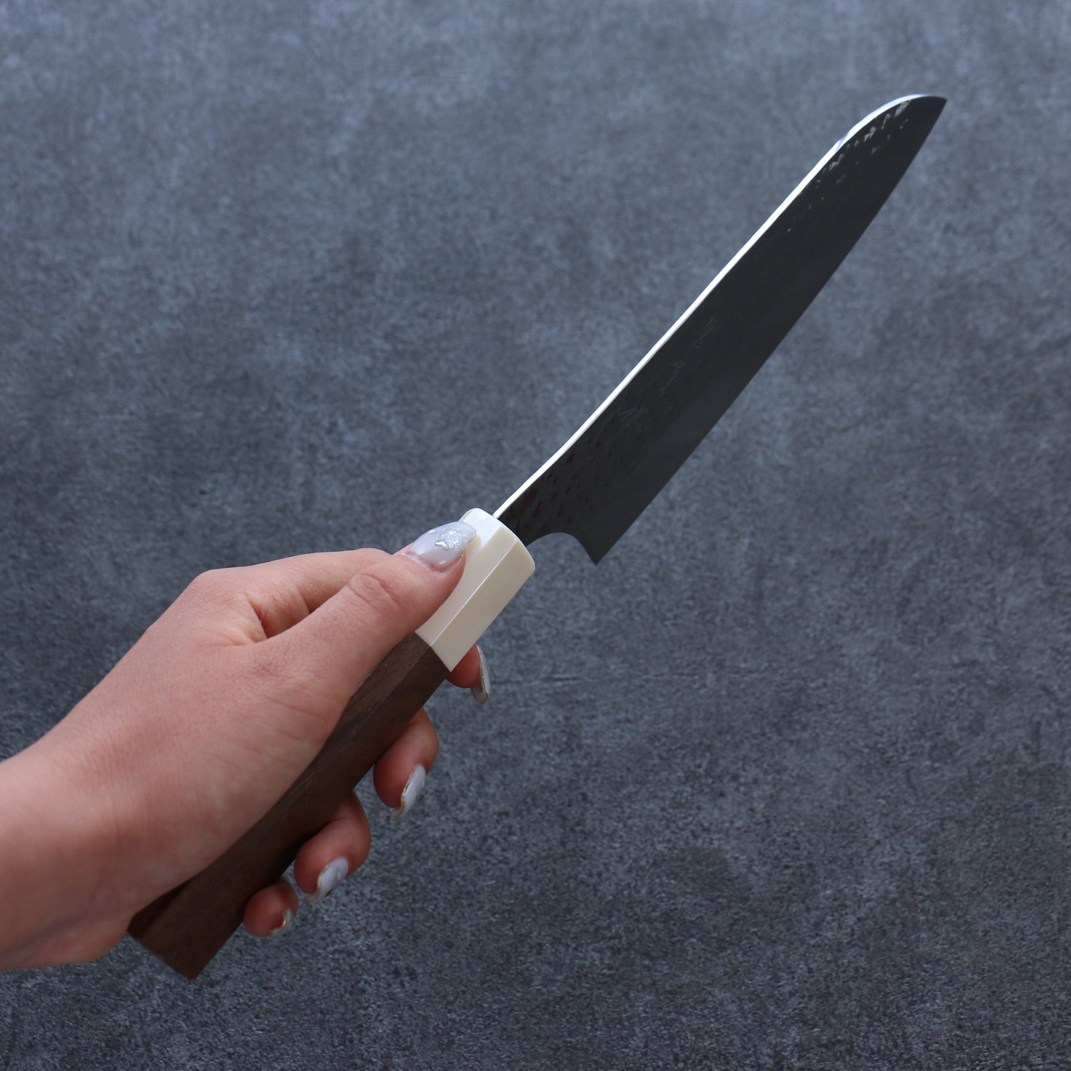 Yu Kurosaki Senko Ei SG2 Hammered Santoku 165mm Walnut Handle - Seisuke Knife