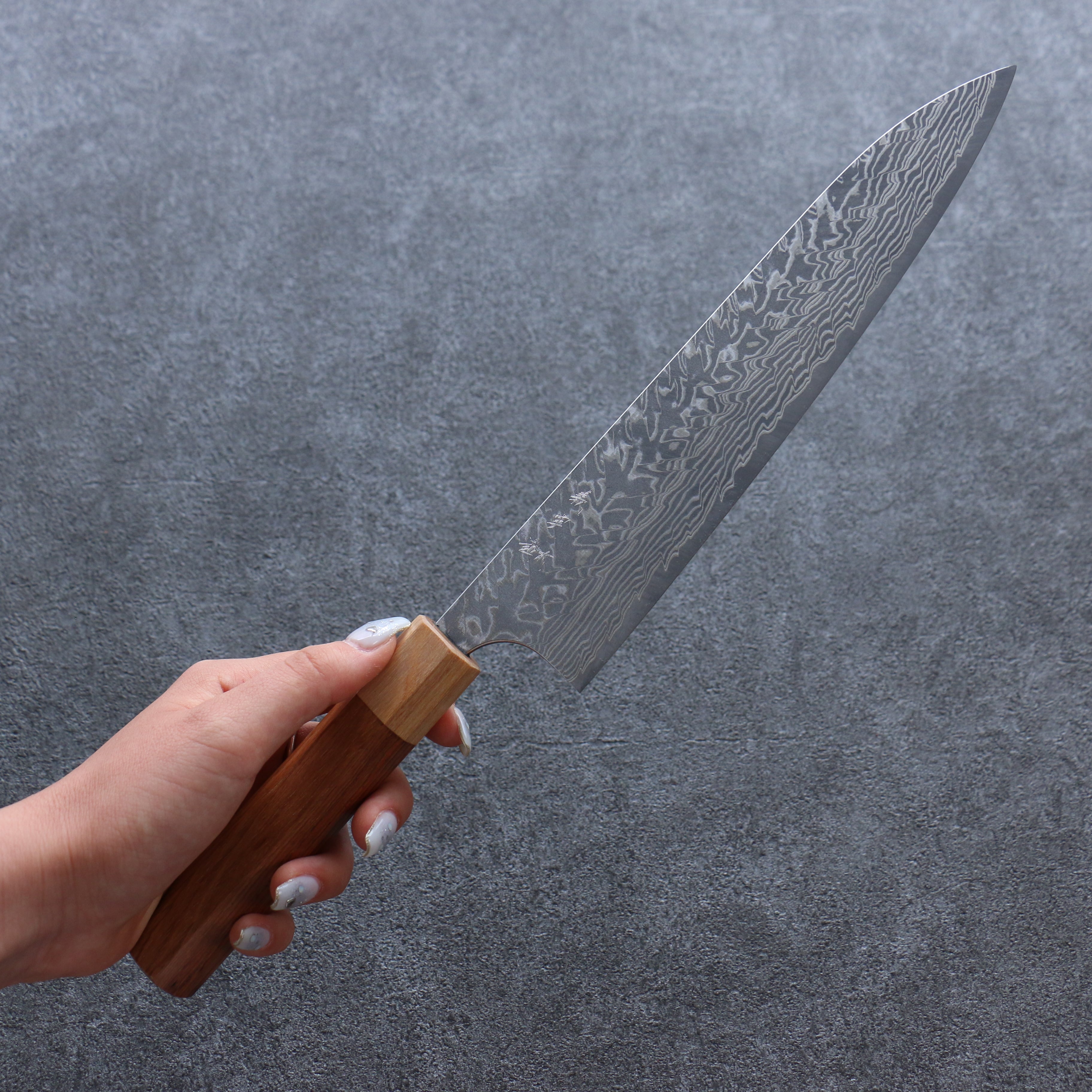 Yoshimi Kato SG2 Damascus Gyuto 210mm Honduras Handle - Seisuke Knife