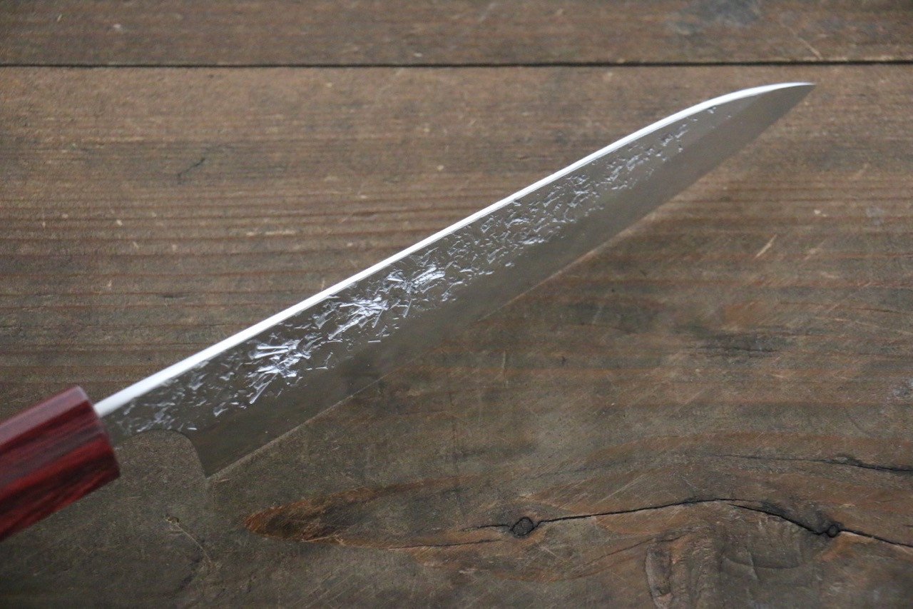 Yu Kurosaki Shizuku SG2 Hammered Petty-Utility 150mm Rosewood (ferrule: Red Pakka wood) Handle - Seisuke Knife