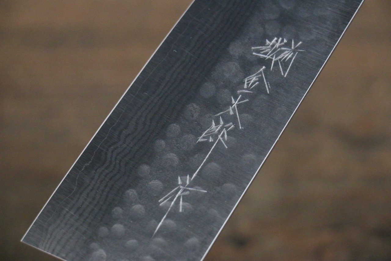 Yoshimi Kato VG1 Damascus Hammered Santoku Japanese Chef Knife 170mm - Seisuke Knife