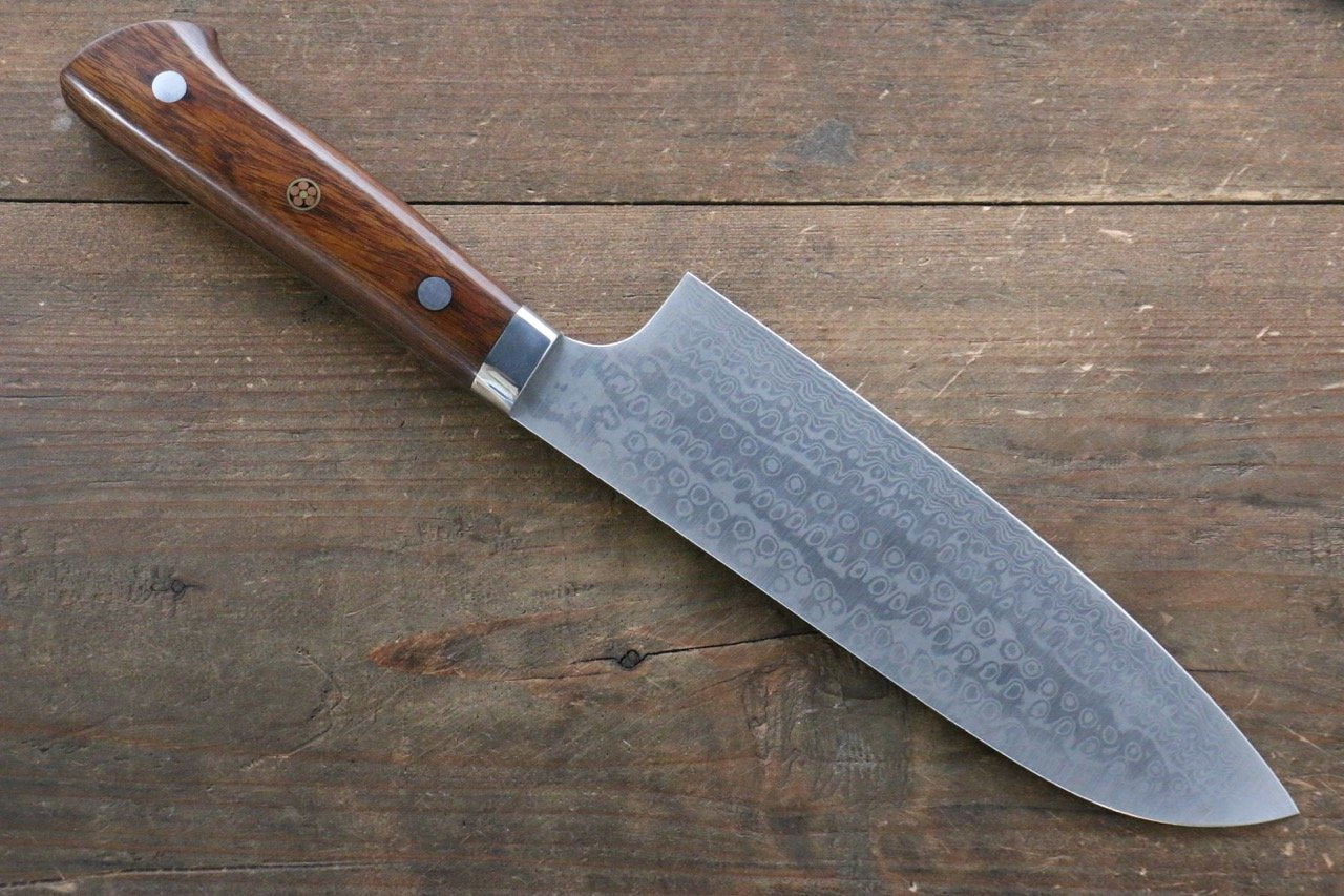 Nao Yamamoto Coreless Damascus Santoku 170mm with Ironwood Handle - Seisuke Knife