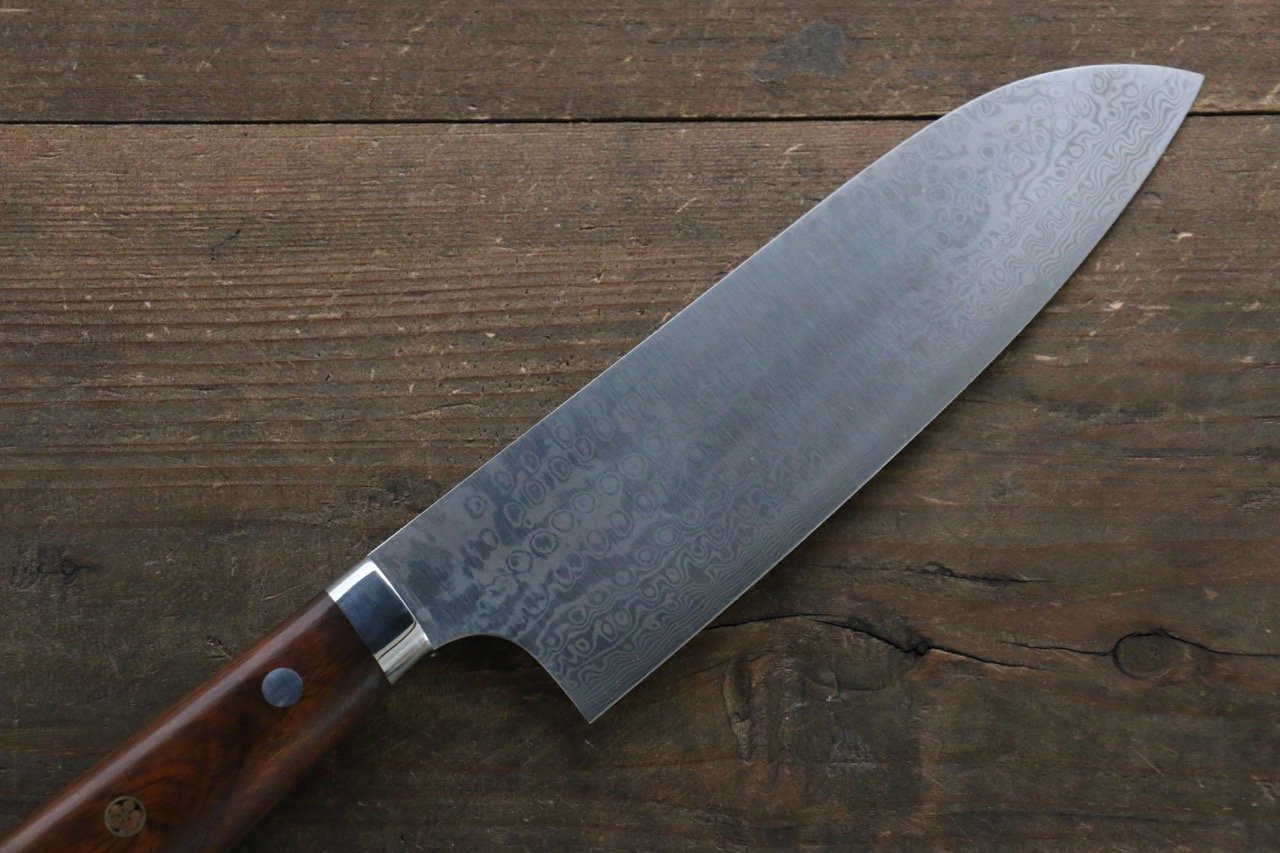Nao Yamamoto Coreless Damascus Santoku 170mm with Ironwood Handle - Seisuke Knife