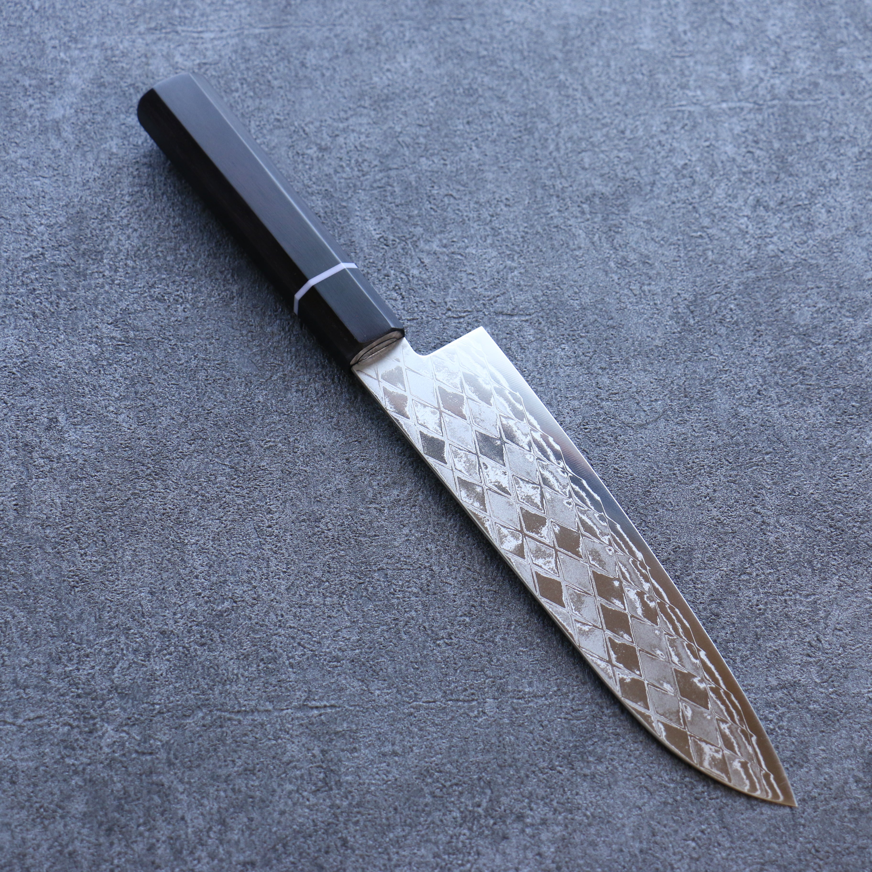 Seisuke AUS10 Mirror Crossed Santoku 180mm Black Pakkawood Handle - Seisuke Knife