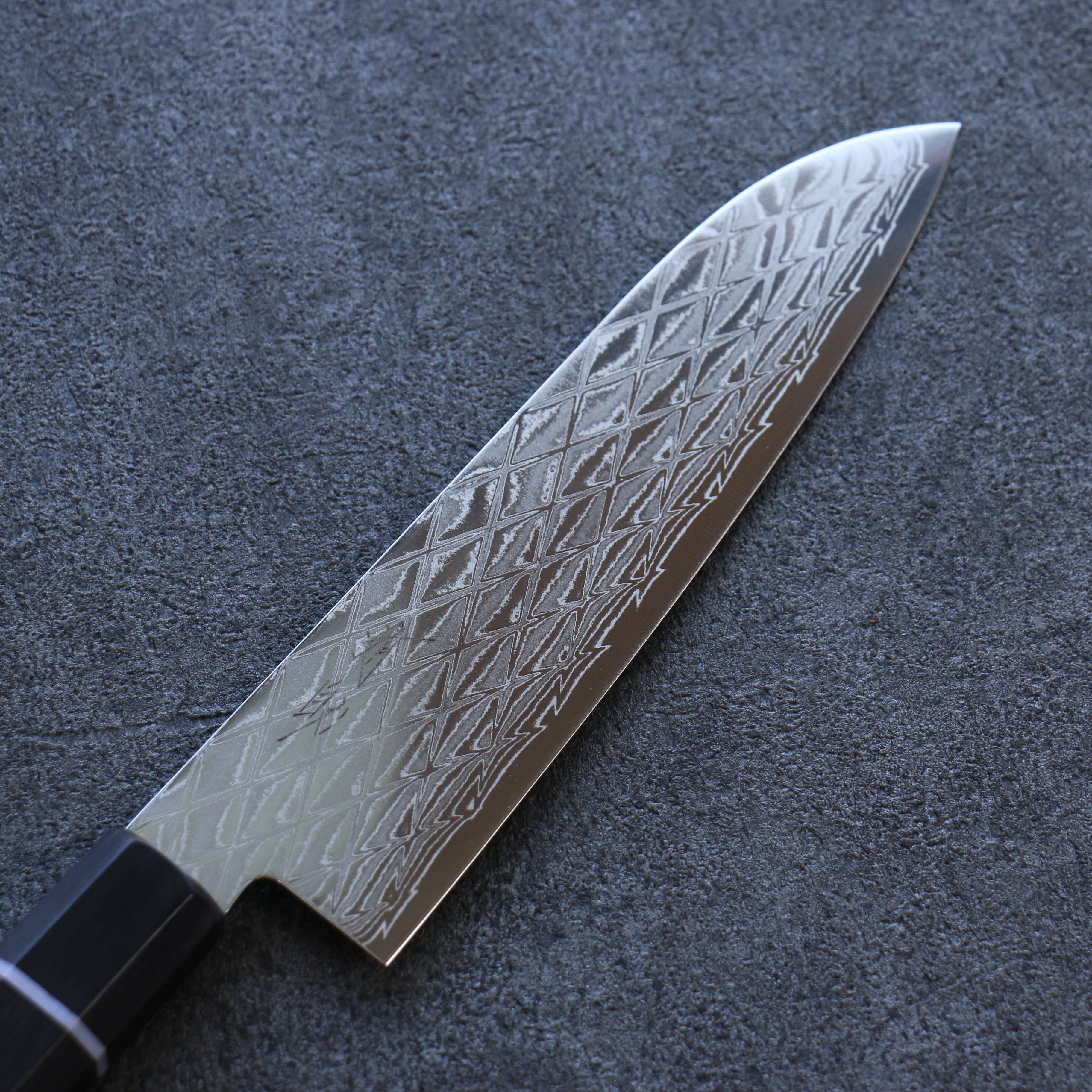 Seisuke AUS10 Mirror Crossed Santoku 180mm Black Pakkawood Handle - Seisuke Knife