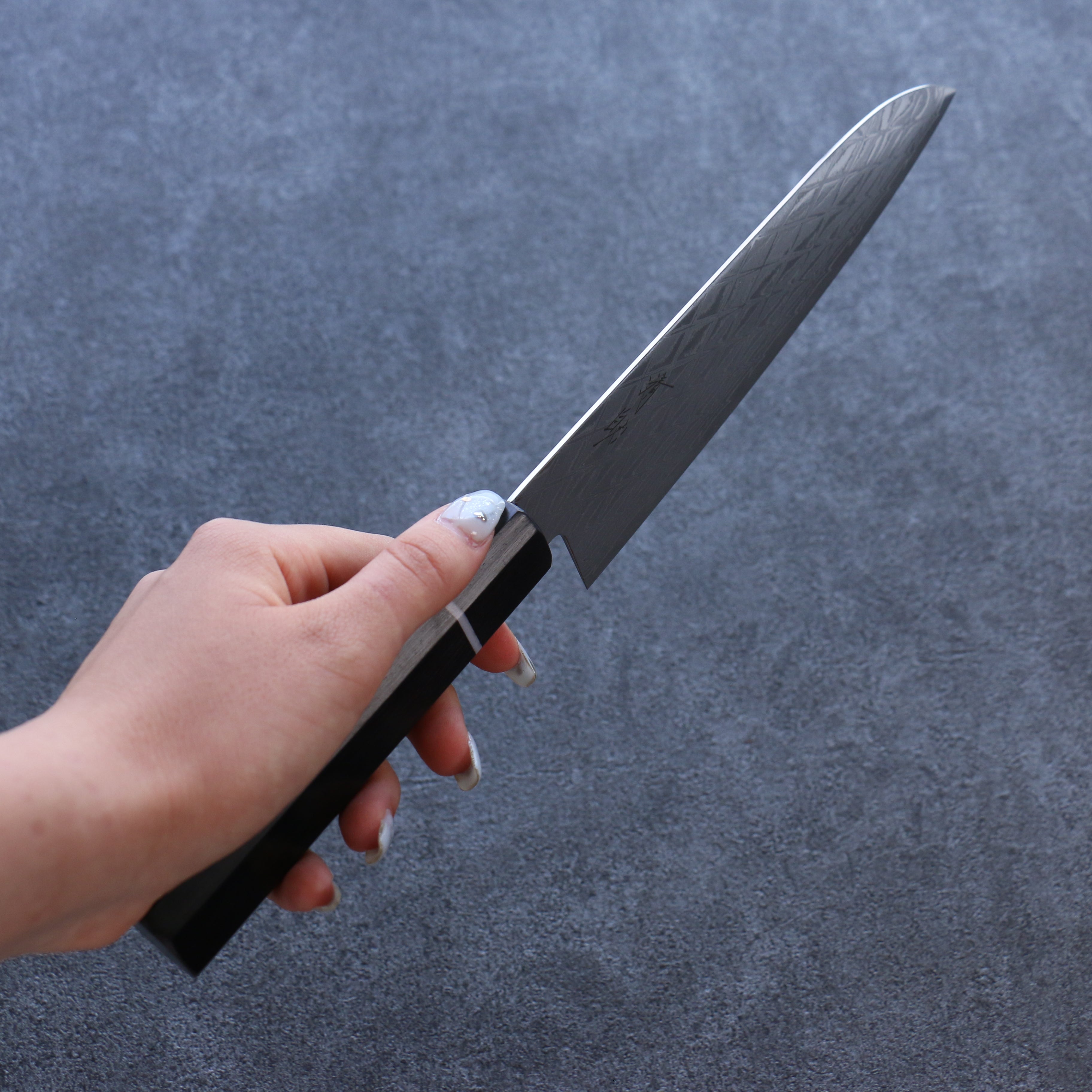 Seisuke AUS10 Mirror Crossed Santoku 180mm Black Pakkawood Handle - Seisuke Knife