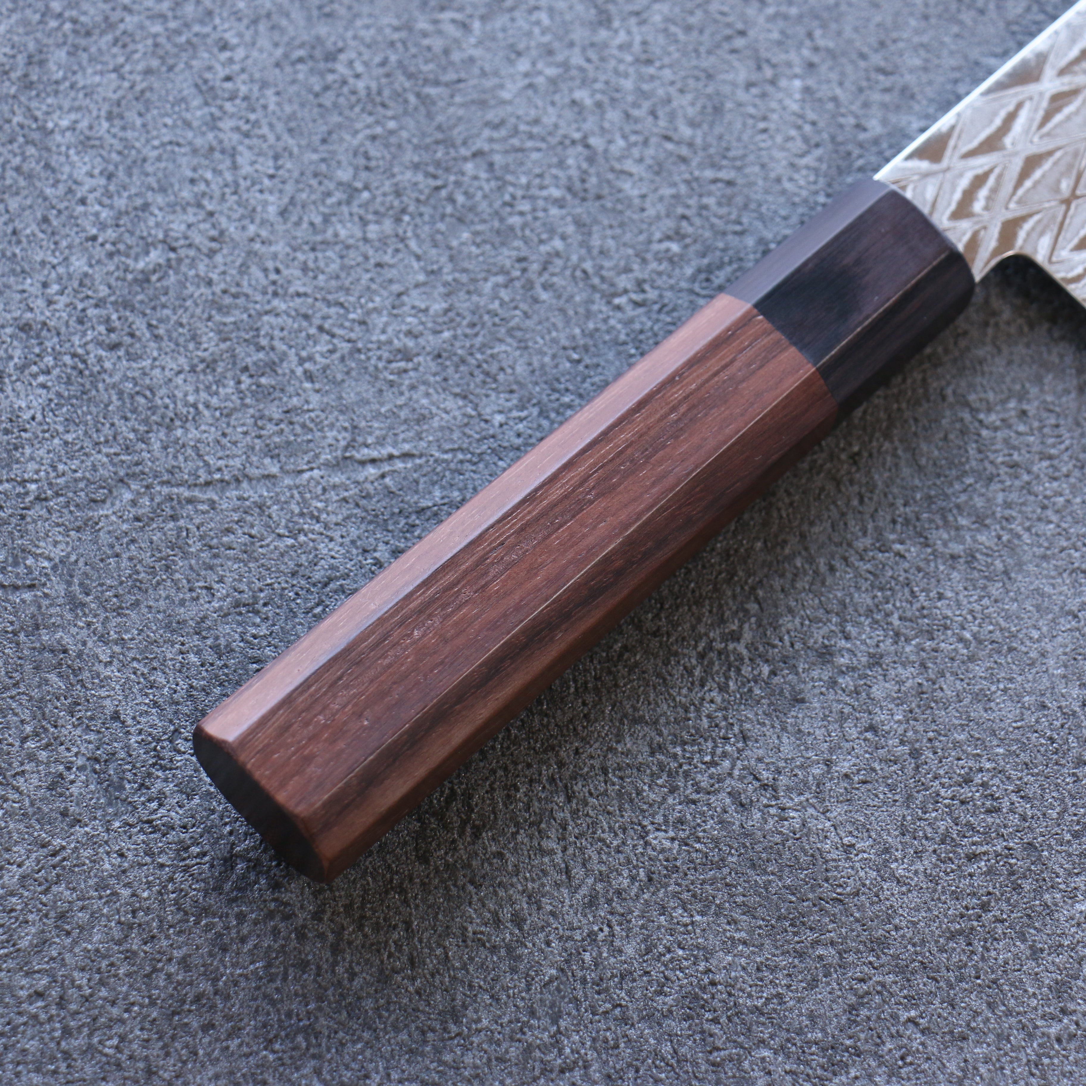 Seisuke AUS10 Mirror Crossed Santoku 180mm Brown Pakkawood Handle - Seisuke Knife