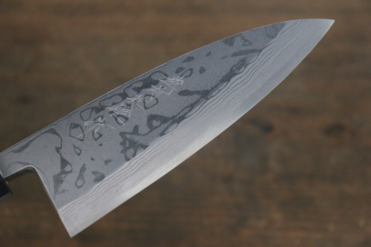Hideo Kitaoka White Steel No.2 Damascus Deba Japanese Chef Knife 150mm - Seisuke Knife