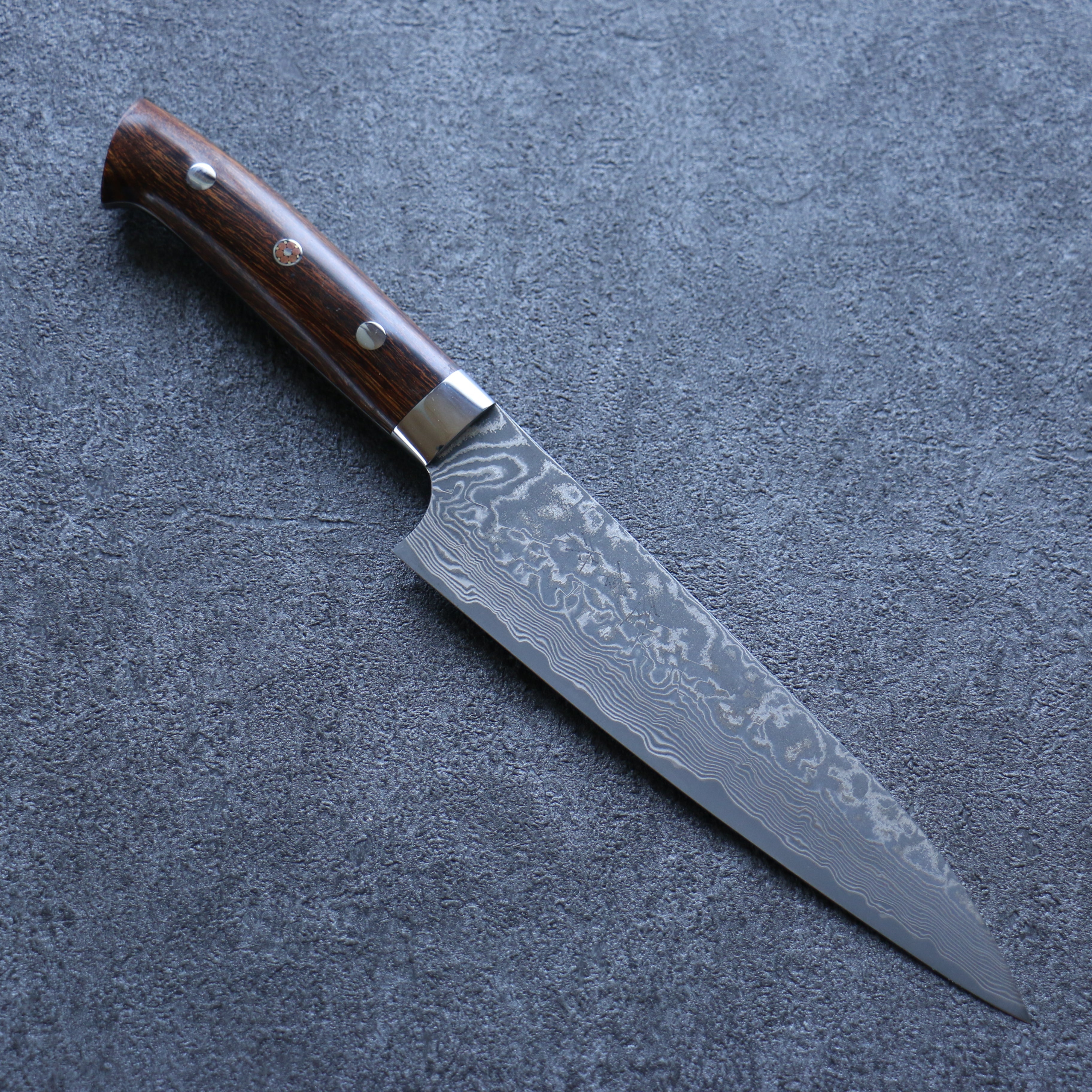 Takeshi Saji SG2 Black Damascus Gyuto 180mm Ironwood Handle - Seisuke Knife