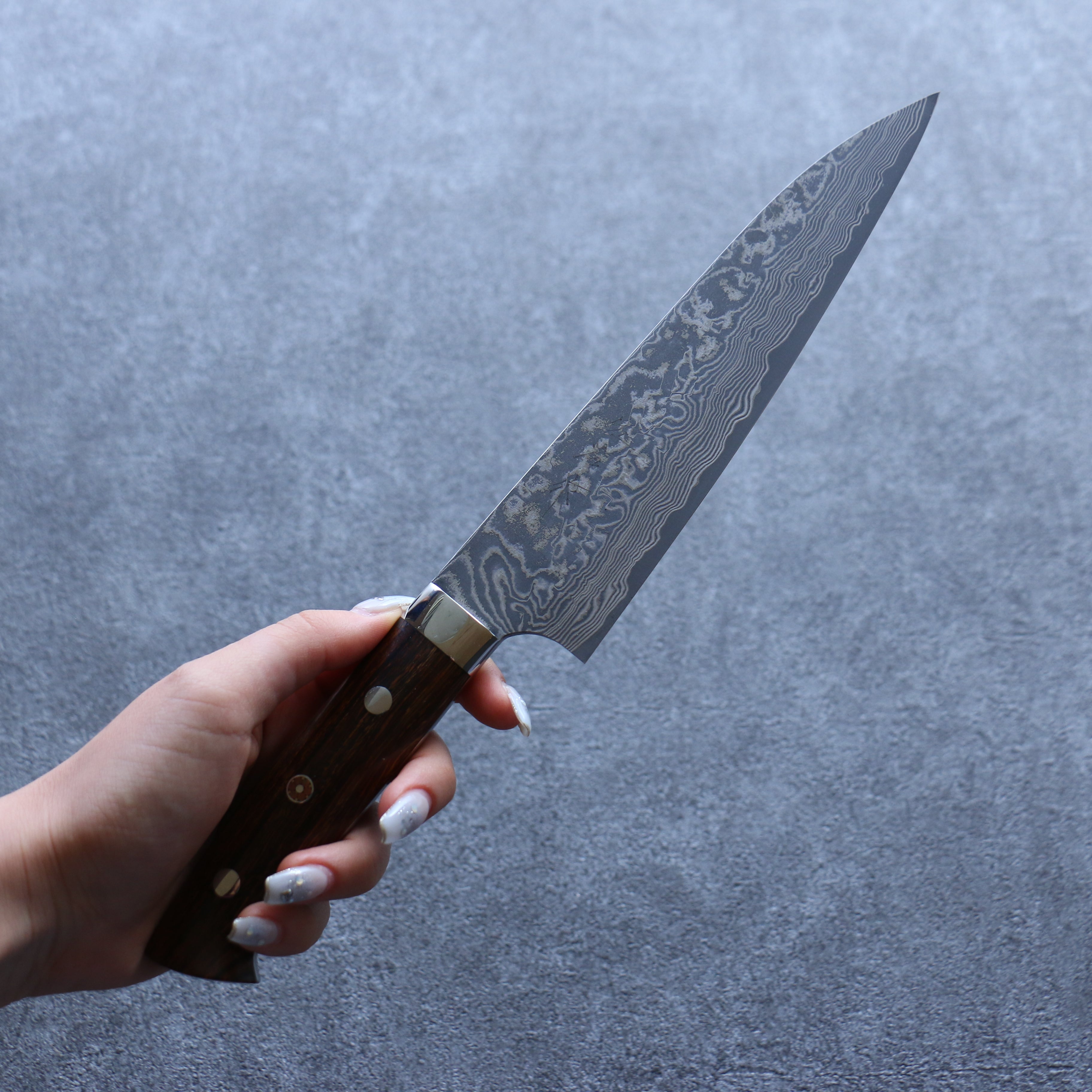 Takeshi Saji SG2 Black Damascus Gyuto 180mm Ironwood Handle - Seisuke Knife