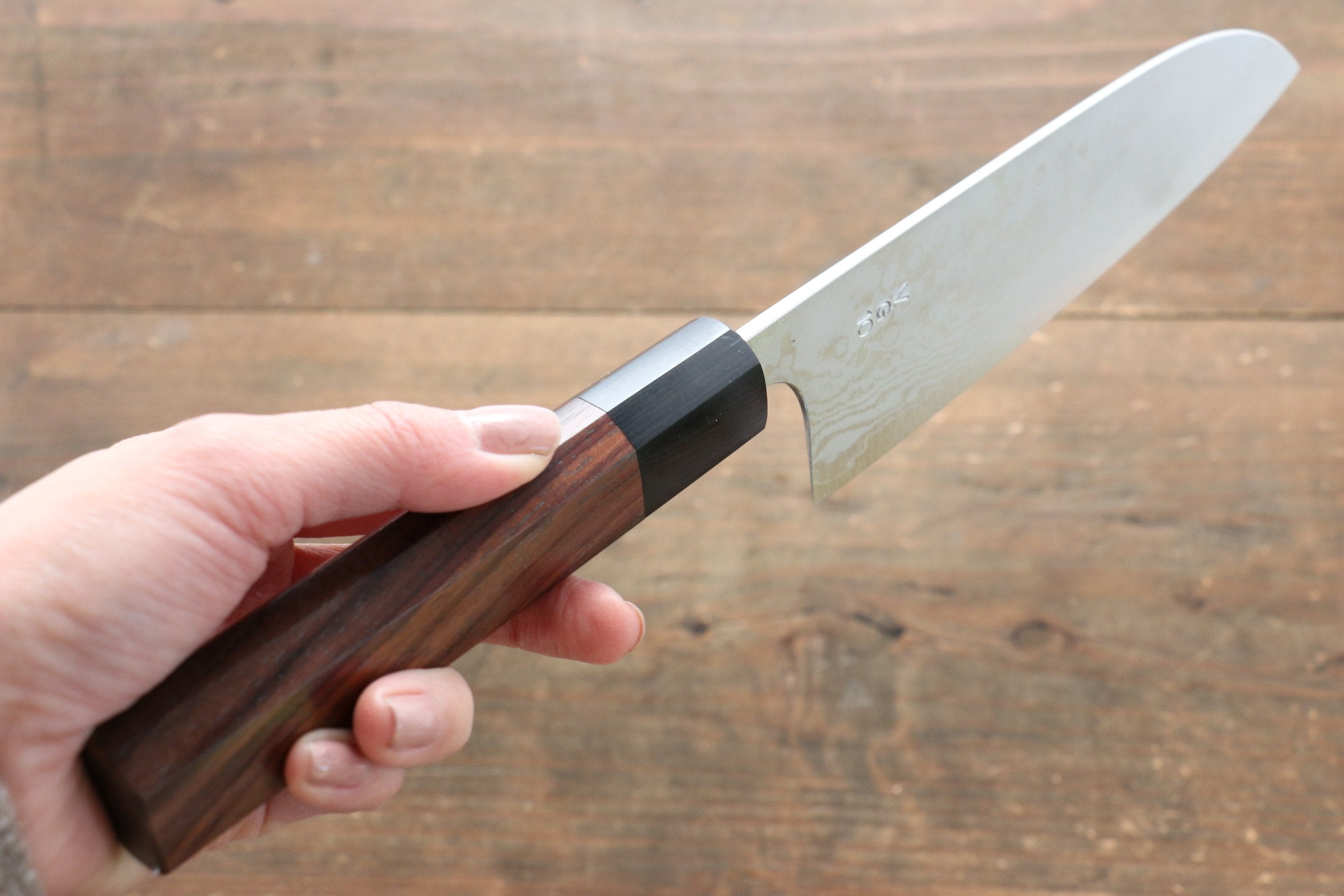 Nao Yamamoto VG10 Damascus Santoku 170mm with Shitan Handle - Seisuke Knife