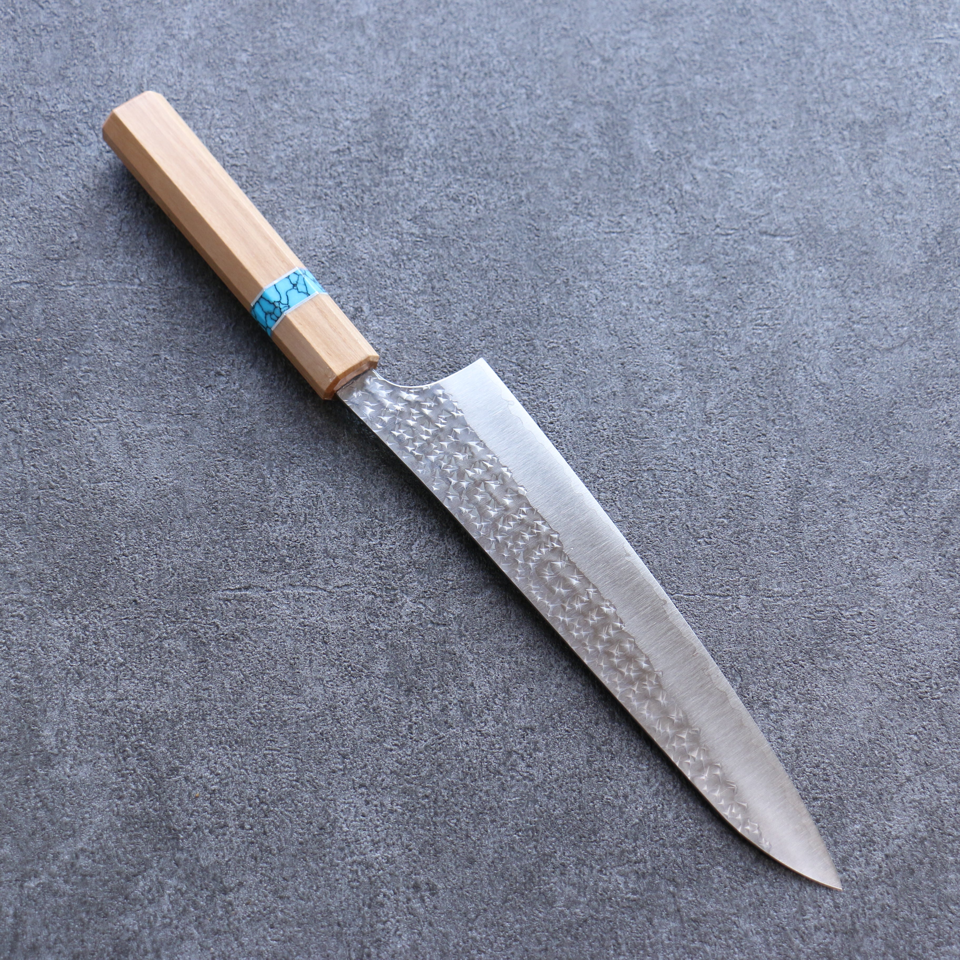 Yu Kurosaki Senko Ei SG2 Hammered Gyuto 210mm Olive tree(ferrule: Turquoise) Handle - Seisuke Knife