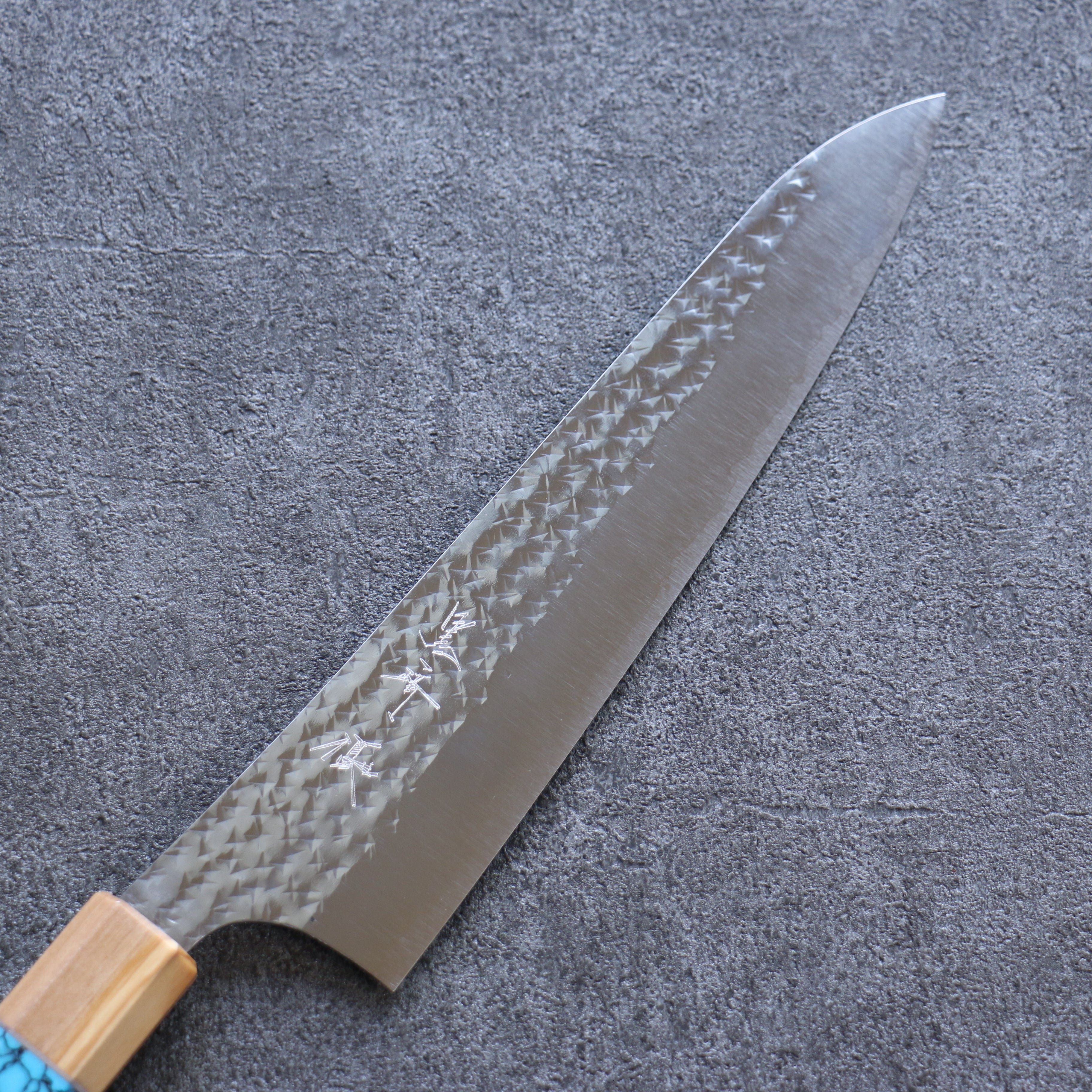 Yu Kurosaki Senko Ei SG2 Hammered Gyuto 210mm Olive tree(ferrule: Turquoise) Handle - Seisuke Knife