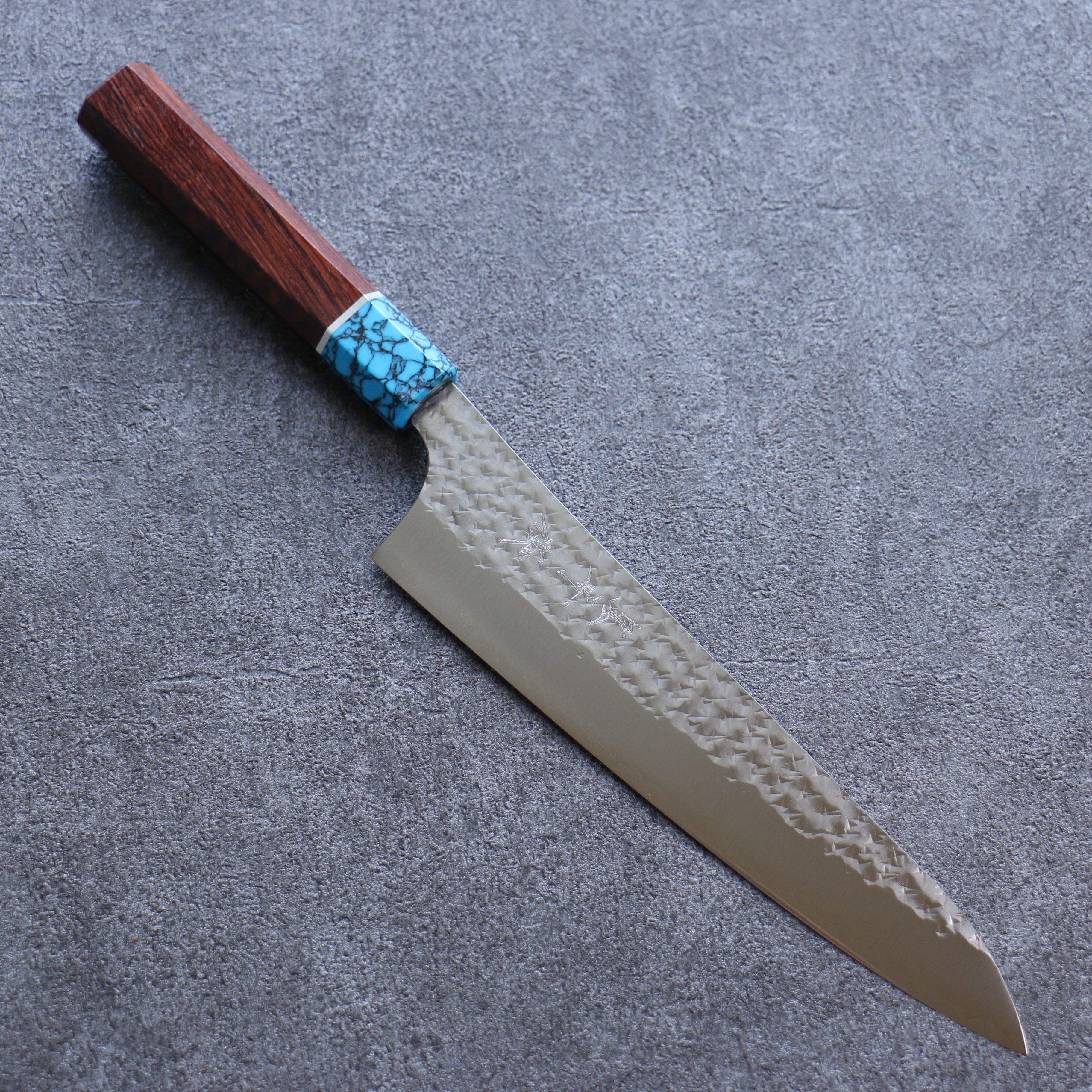 Yu Kurosaki Senko Ei SG2 Hammered Gyuto 210mm Wenge(ferrule: Turquoise with Ring) Handle - Seisuke Knife