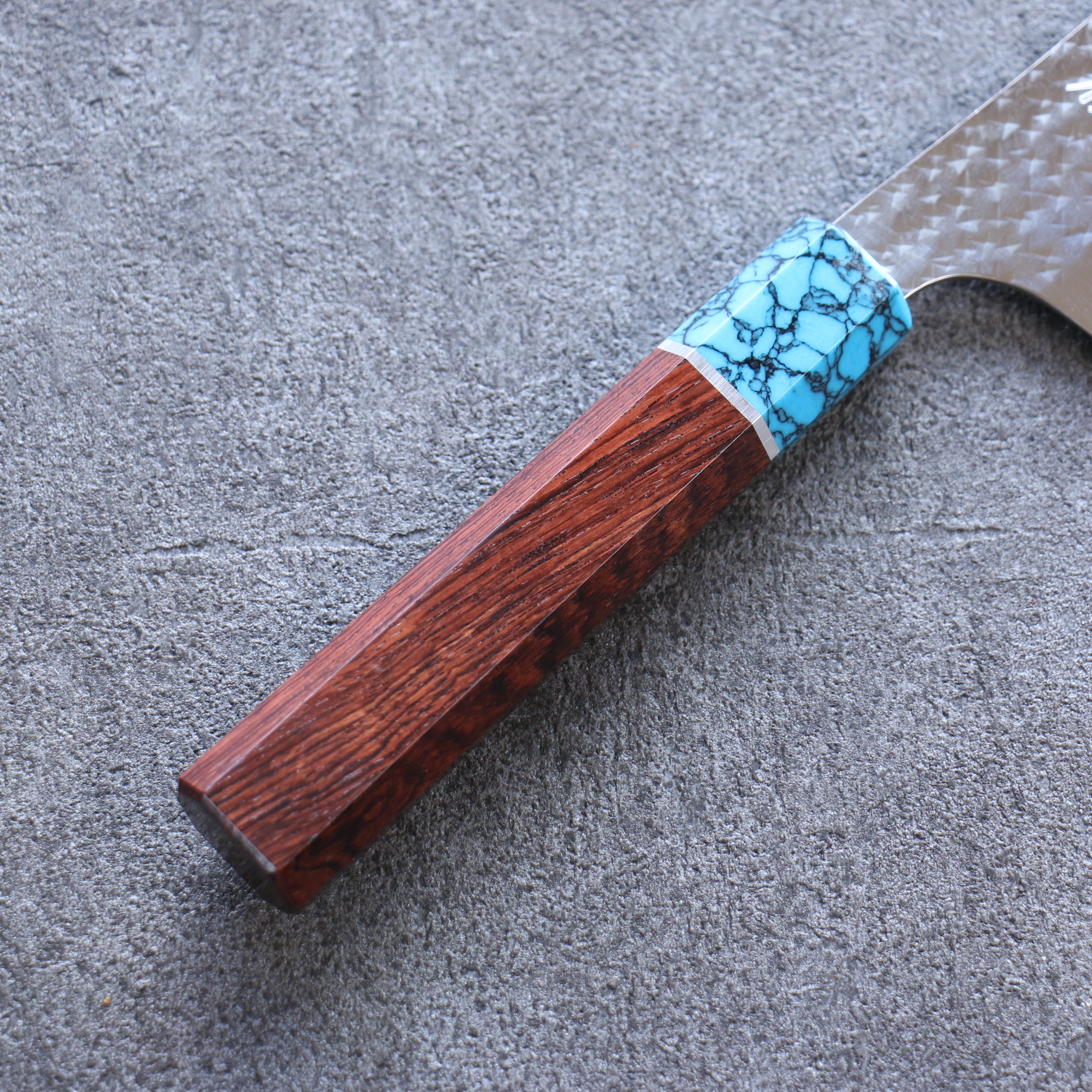 Yu Kurosaki Senko Ei SG2 Hammered Gyuto 210mm Wenge(ferrule: Turquoise with Ring) Handle - Seisuke Knife