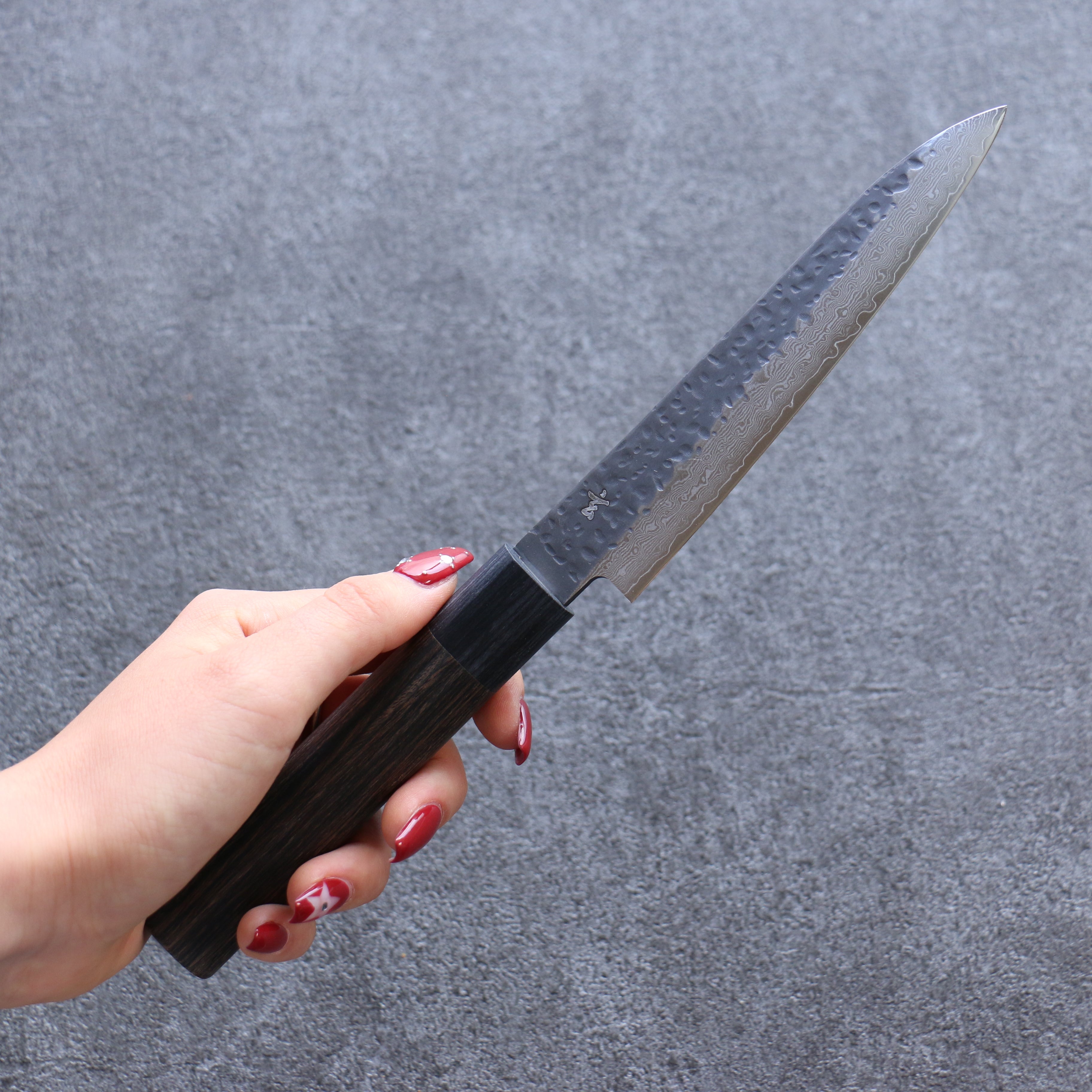 Shizu Gen VG10 Hammered Kurouchi Petty-Utility 130mm Brown Pakkawood Handle - Seisuke Knife