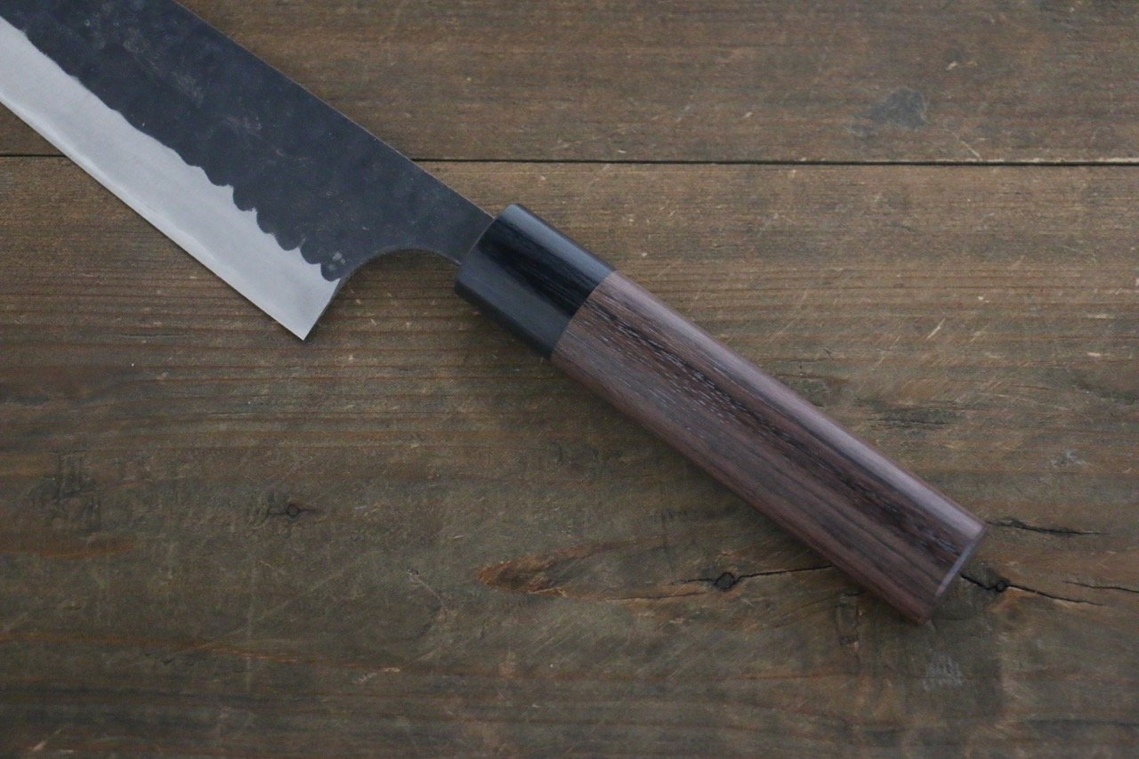 Anryu Blue Super Hammered Black Finished Gyuto 210mm Shitan Handle - Seisuke Knife