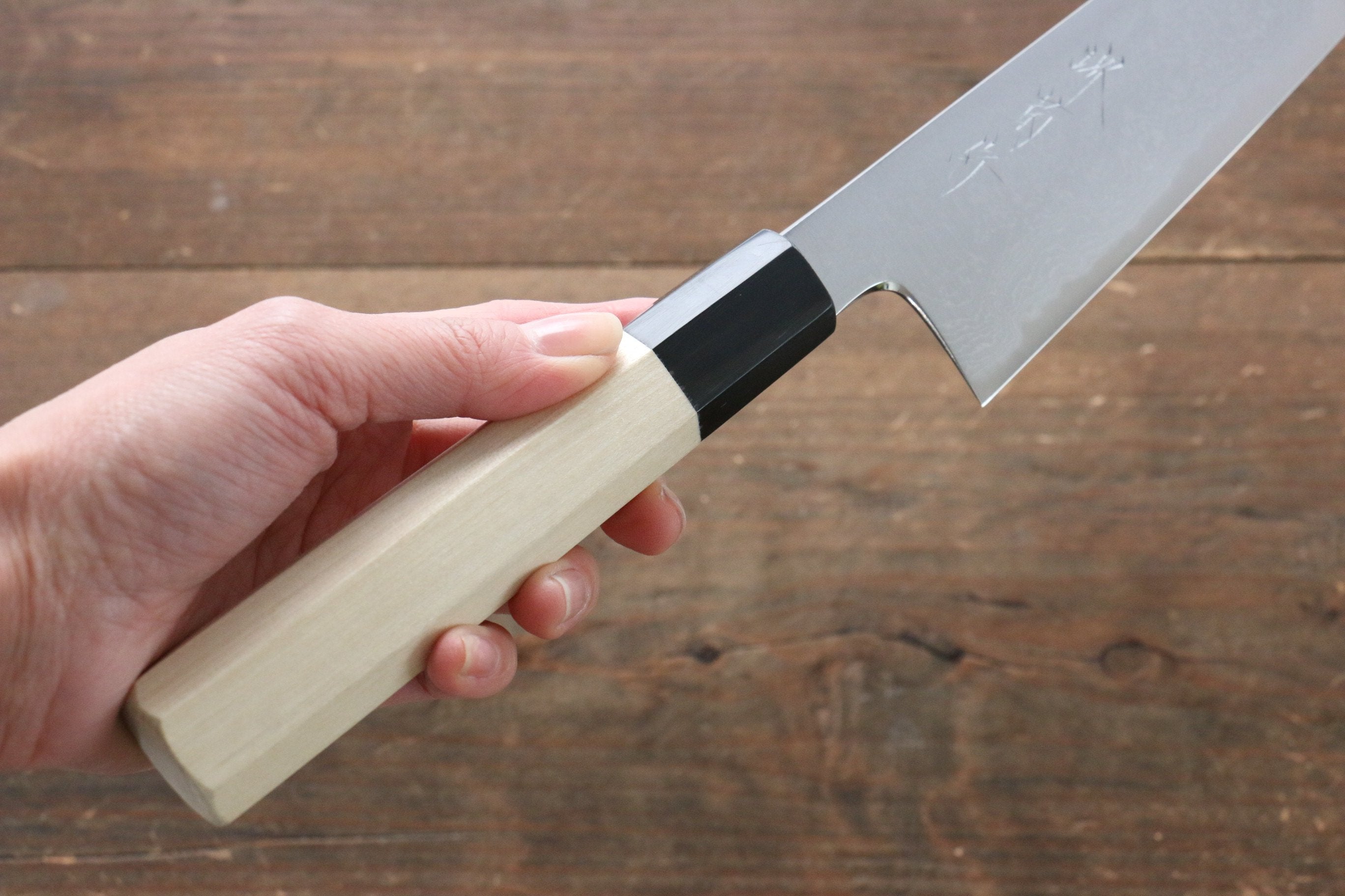 Kikumori Blue Steel No.1 Damascus Gyuto 210mm with Magnolia Handle - Seisuke Knife