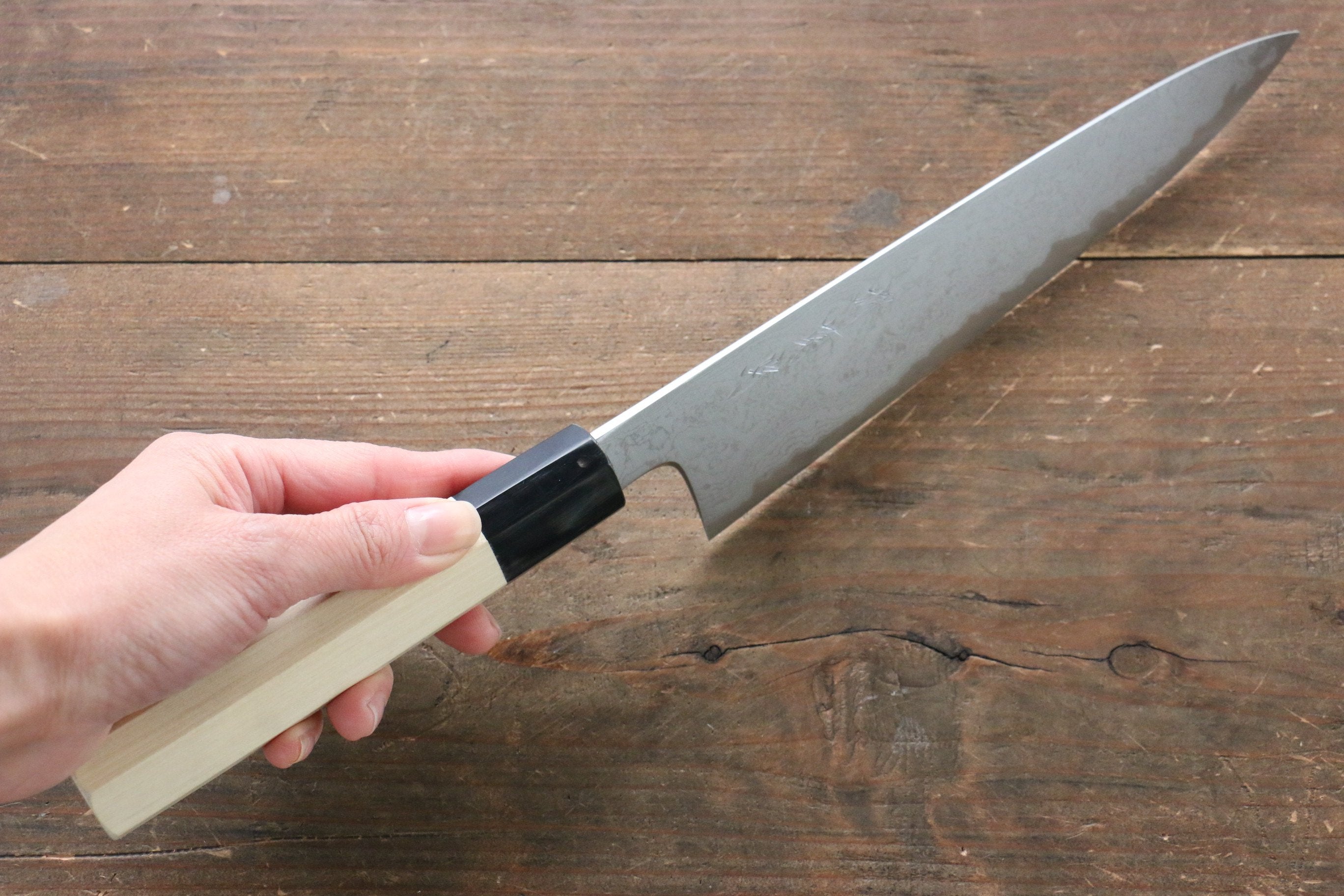 Kikumori Blue Steel No.1 Damascus Gyuto 210mm with Magnolia Handle - Seisuke Knife