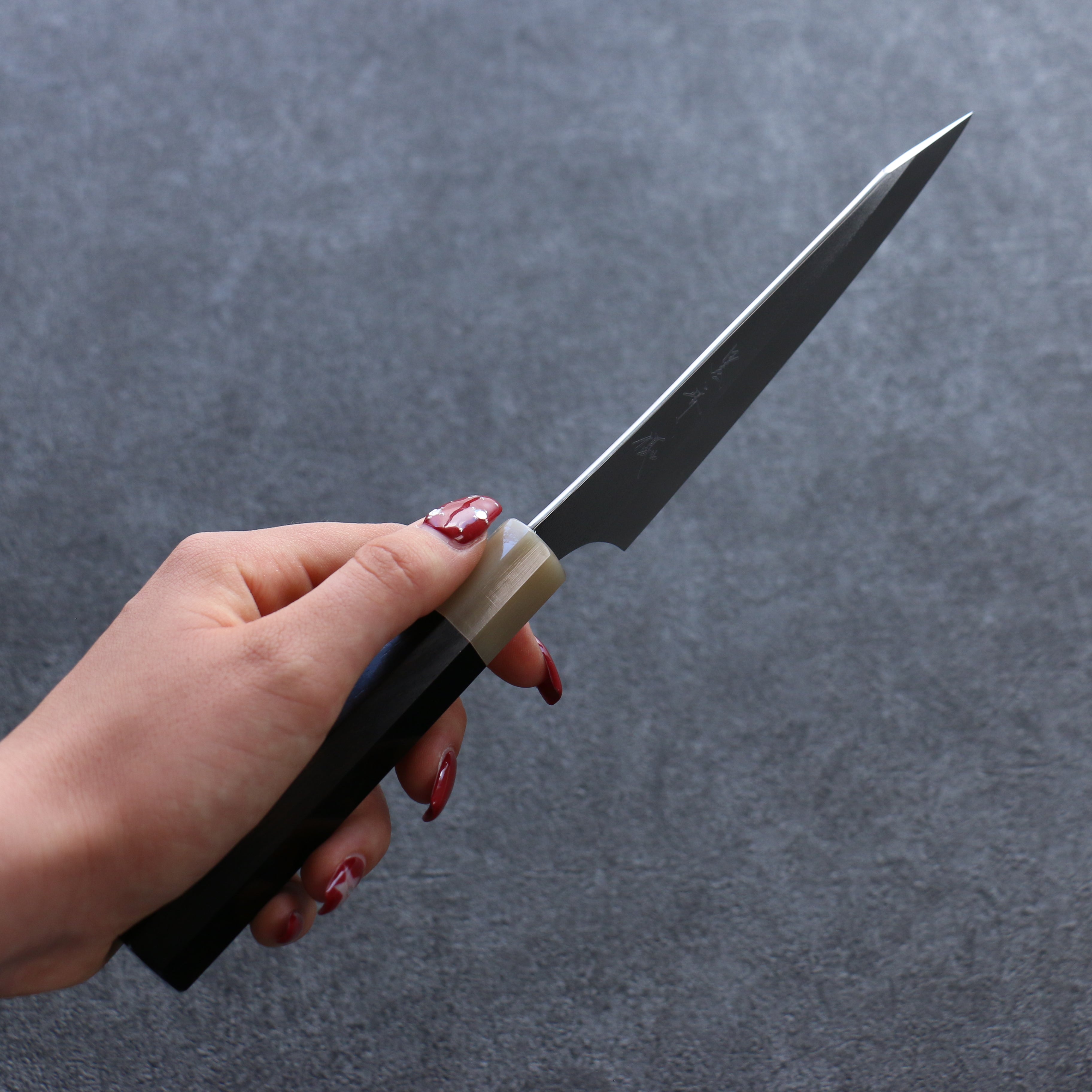 Yu Kurosaki New Gekko VG-XEOS Petty-Utility 130mm Ebony Wood & Buffalo Horn Handle - Seisuke Knife