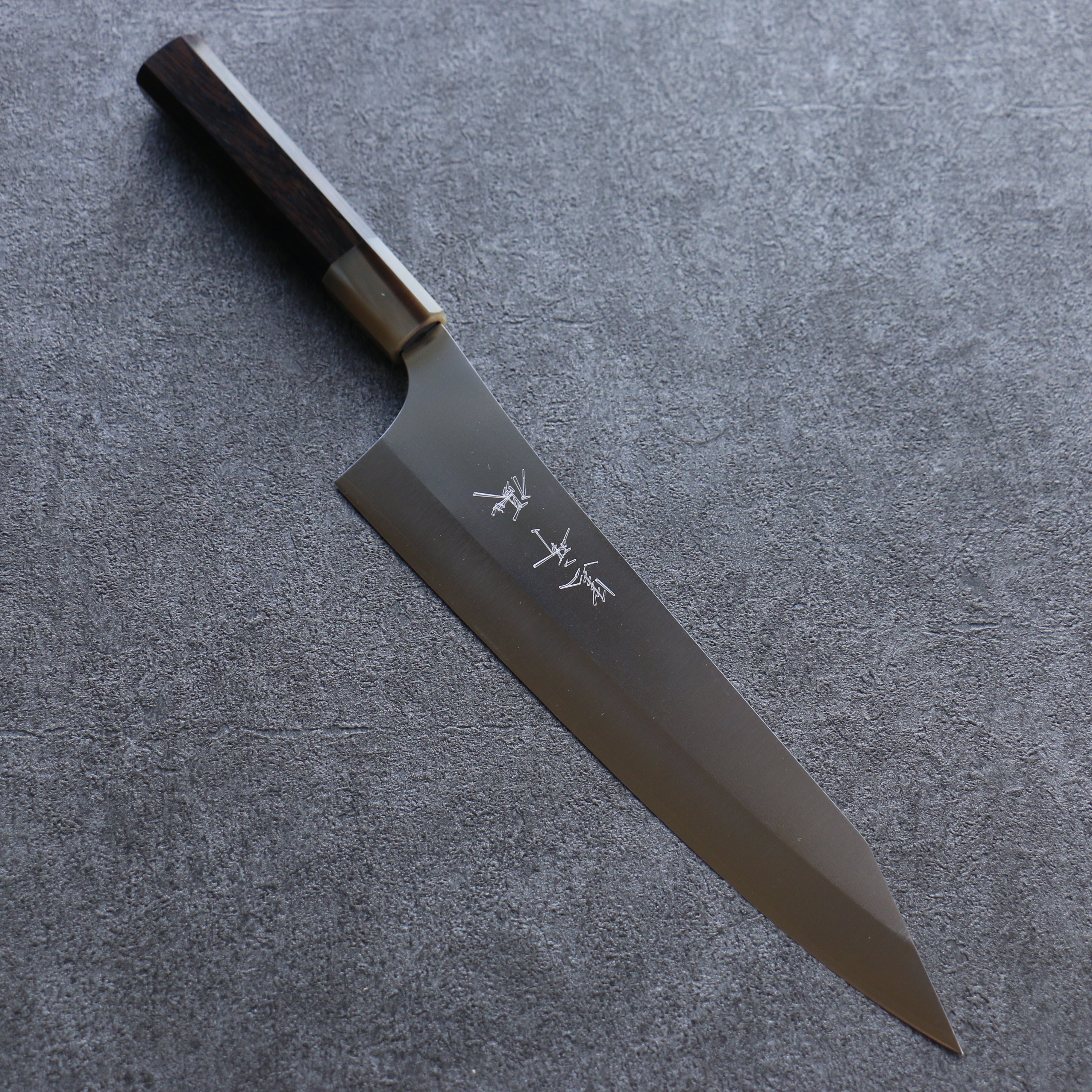 Yu Kurosaki New Gekko VG-XEOS Gyuto 240mm Ebony Wood & White Water Buffalo Horn Handle - Seisuke Knife