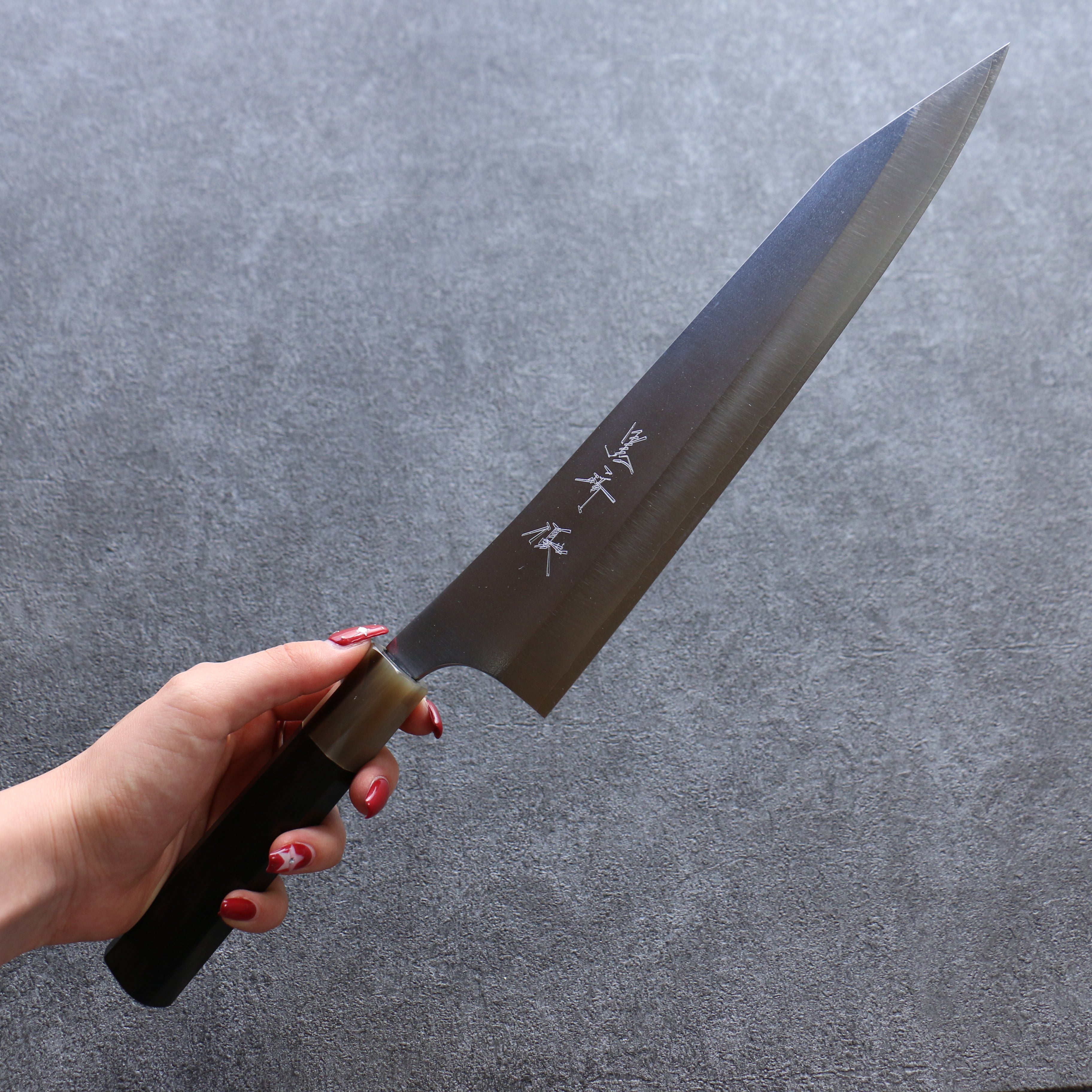 Yu Kurosaki New Gekko VG-XEOS Gyuto 240mm Ebony Wood & White Water Buffalo Horn Handle - Seisuke Knife