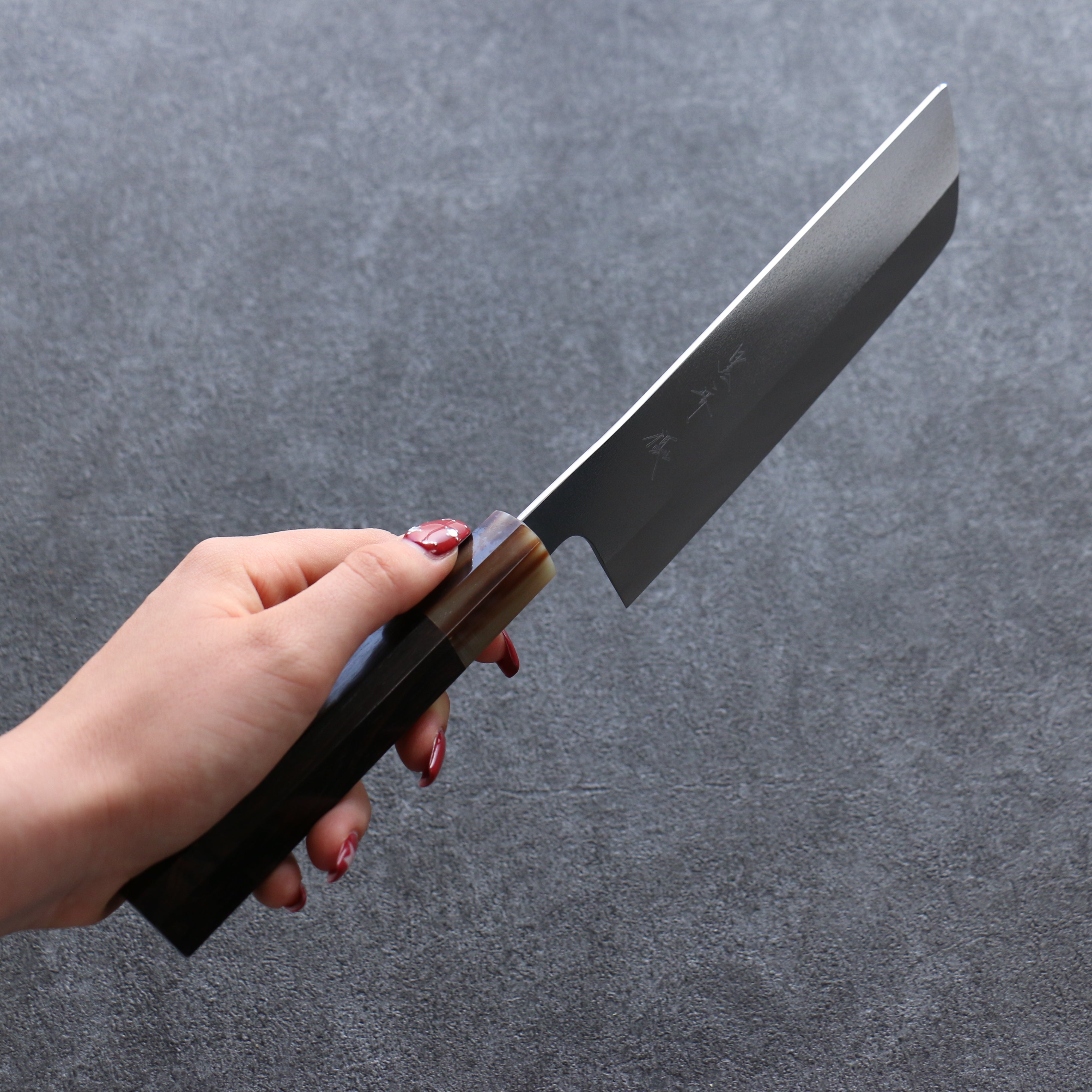 Yu Kurosaki New Gekko VG-XEOS Nakiri 165mm Ebony Wood (ferrule: White Water Buffalo Horn) Handle - Seisuke Knife