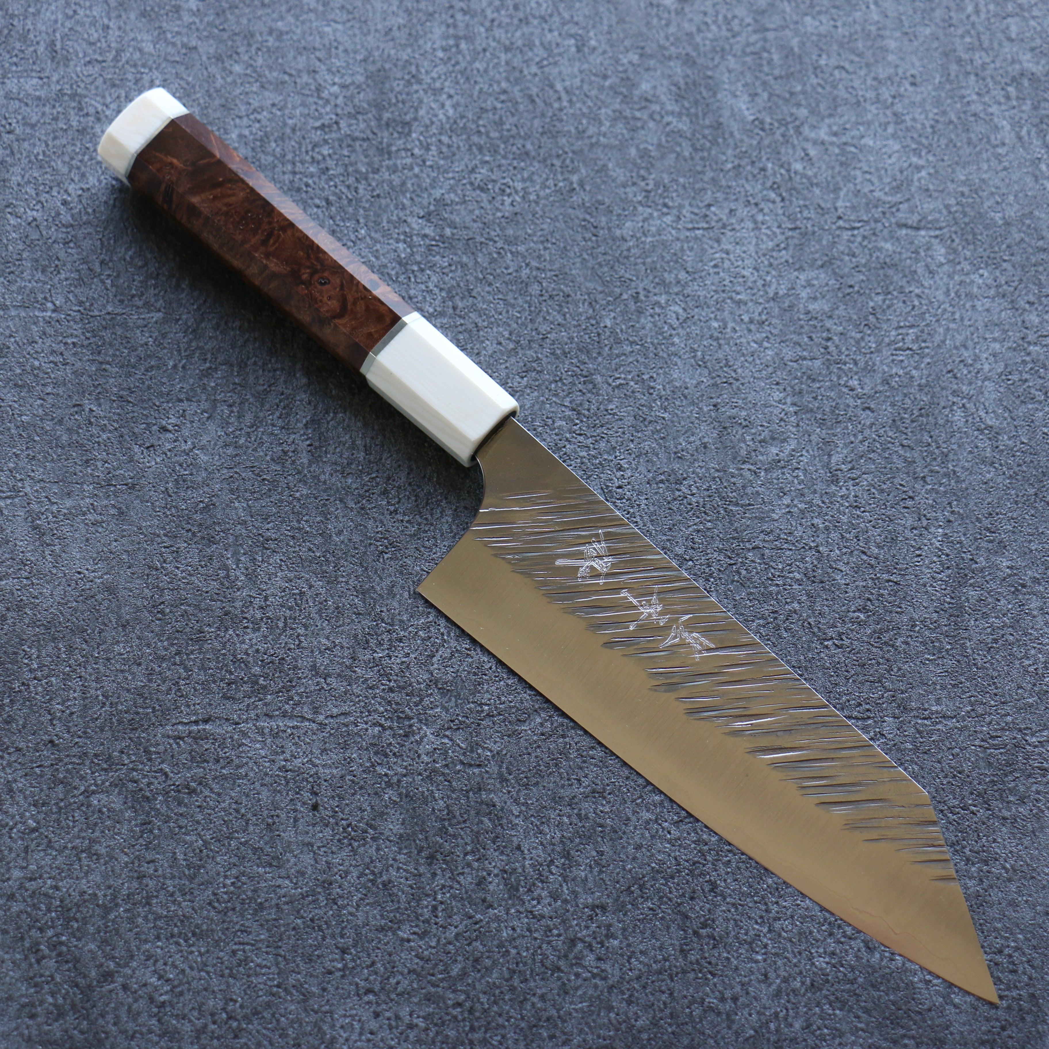 Yu Kurosaki Fujin SG2 Hammered Bunka 165mm Stabilized Birch Burl Handle - Seisuke Knife