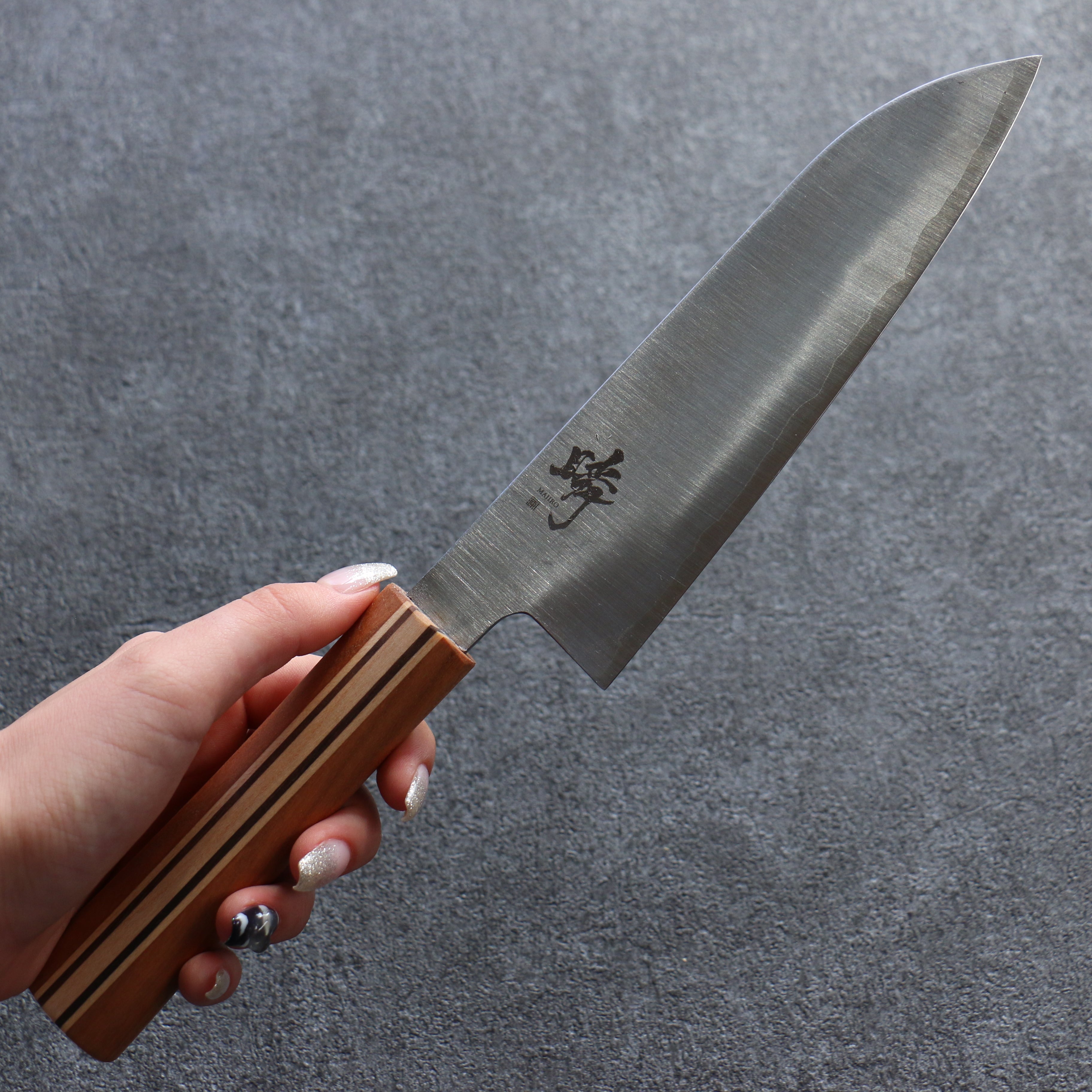 Shigeki Tanaka Majiro Silver Steel No.3 Santoku 165mm Maple, Cherry, Walnut Handle - Seisuke Knife