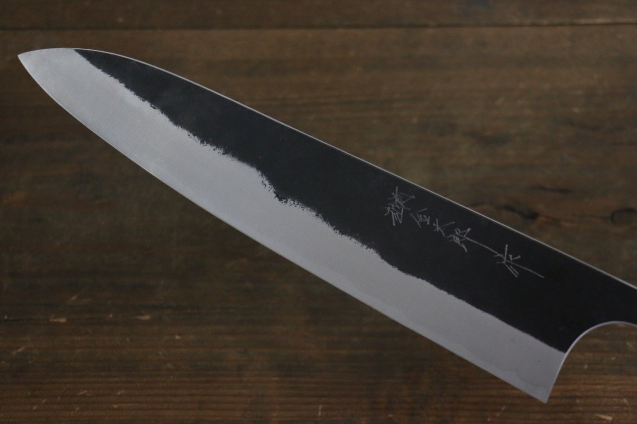 Yoshimi Kato Blue Super Clad Kurouchi Gyuto Japanese Chef Knife 240mm with Honduras Handle - Seisuke Knife