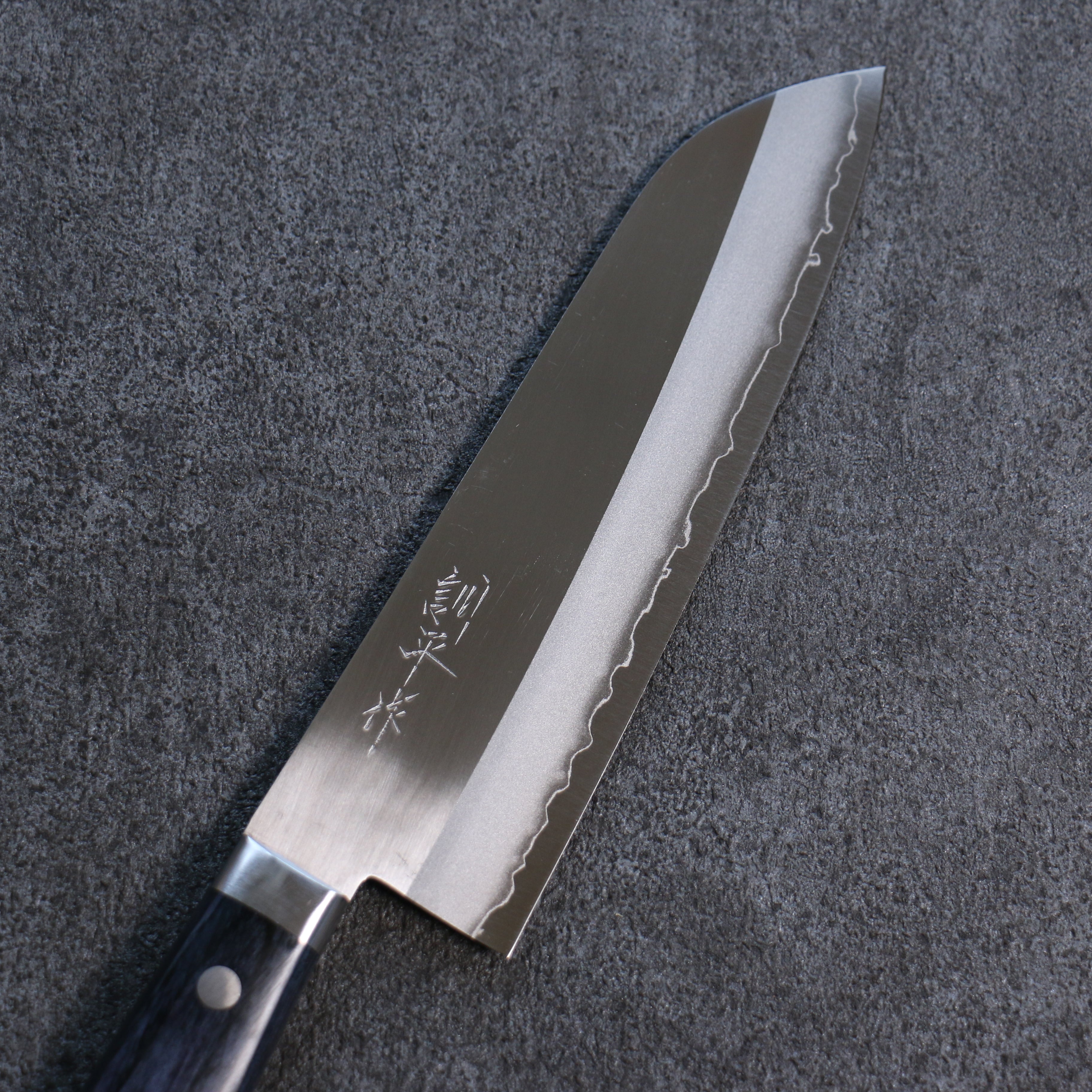 Kunihira VG1 Migaki Finished Santoku 170mm Navy blue Pakka wood Handle - Seisuke Knife
