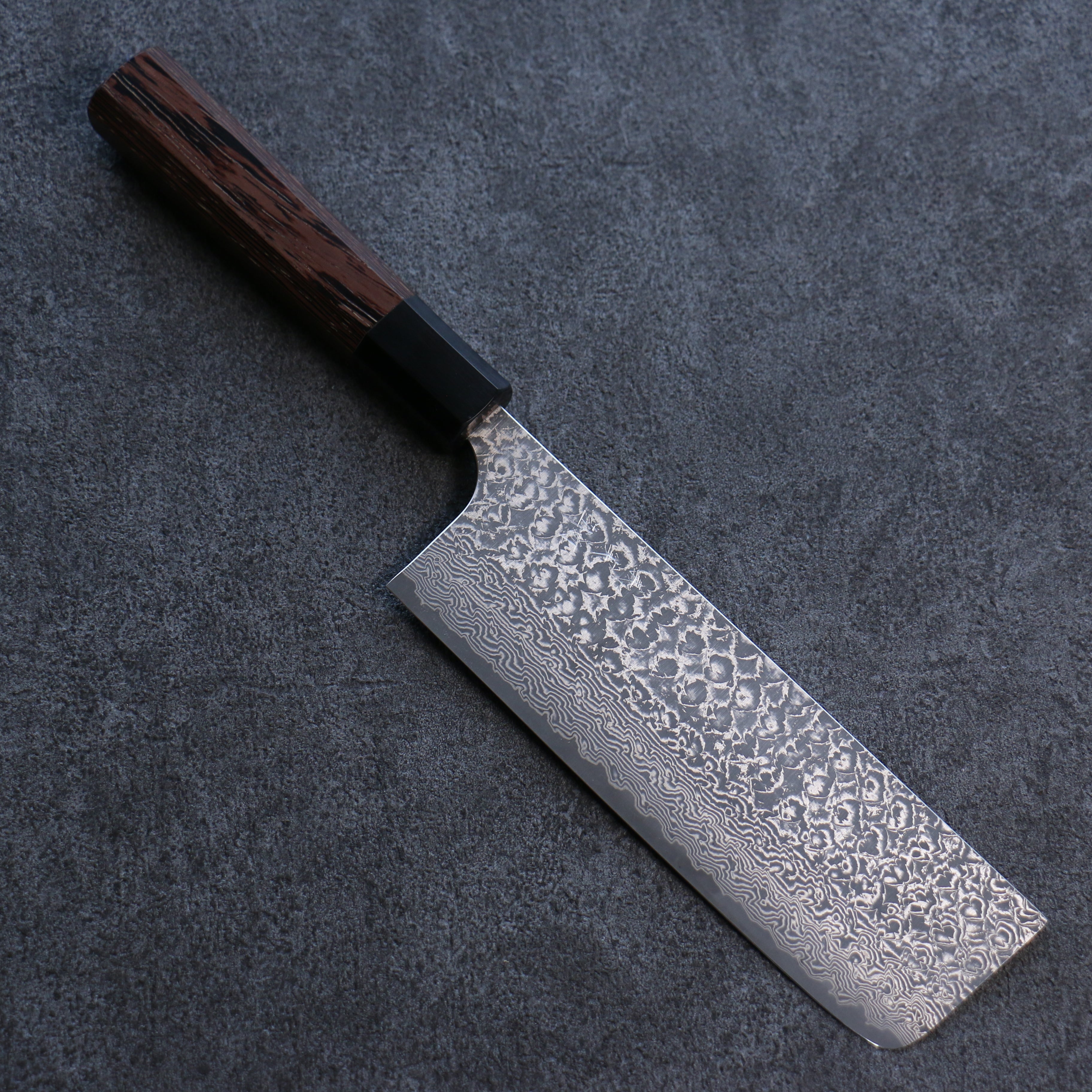 Yoshimi Kato VG10 Black Damascus Nakiri 165mm Wenge Handle - Seisuke Knife