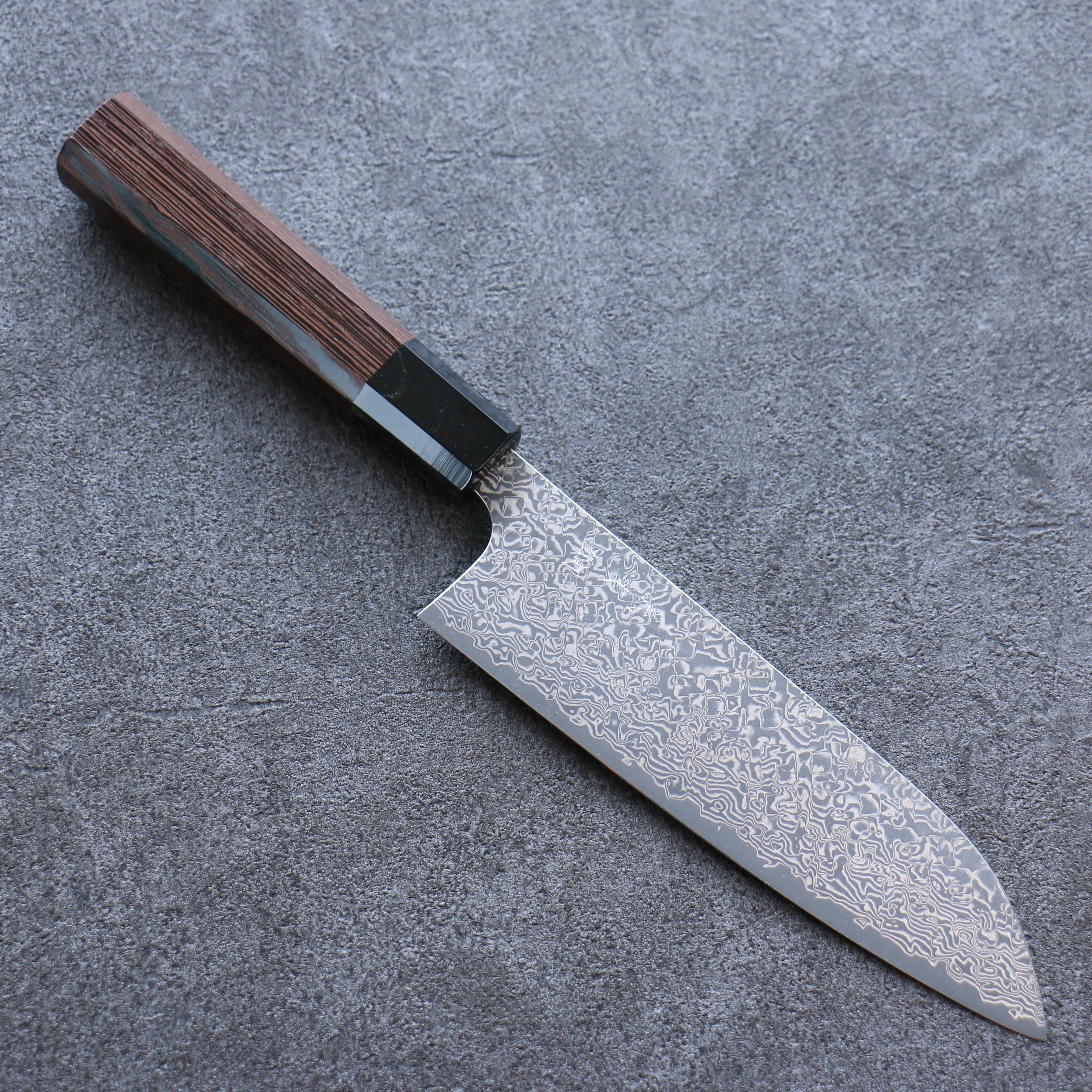 Yoshimi Kato VG10 Damascus Santoku 170mm Wenge Handle - Seisuke Knife