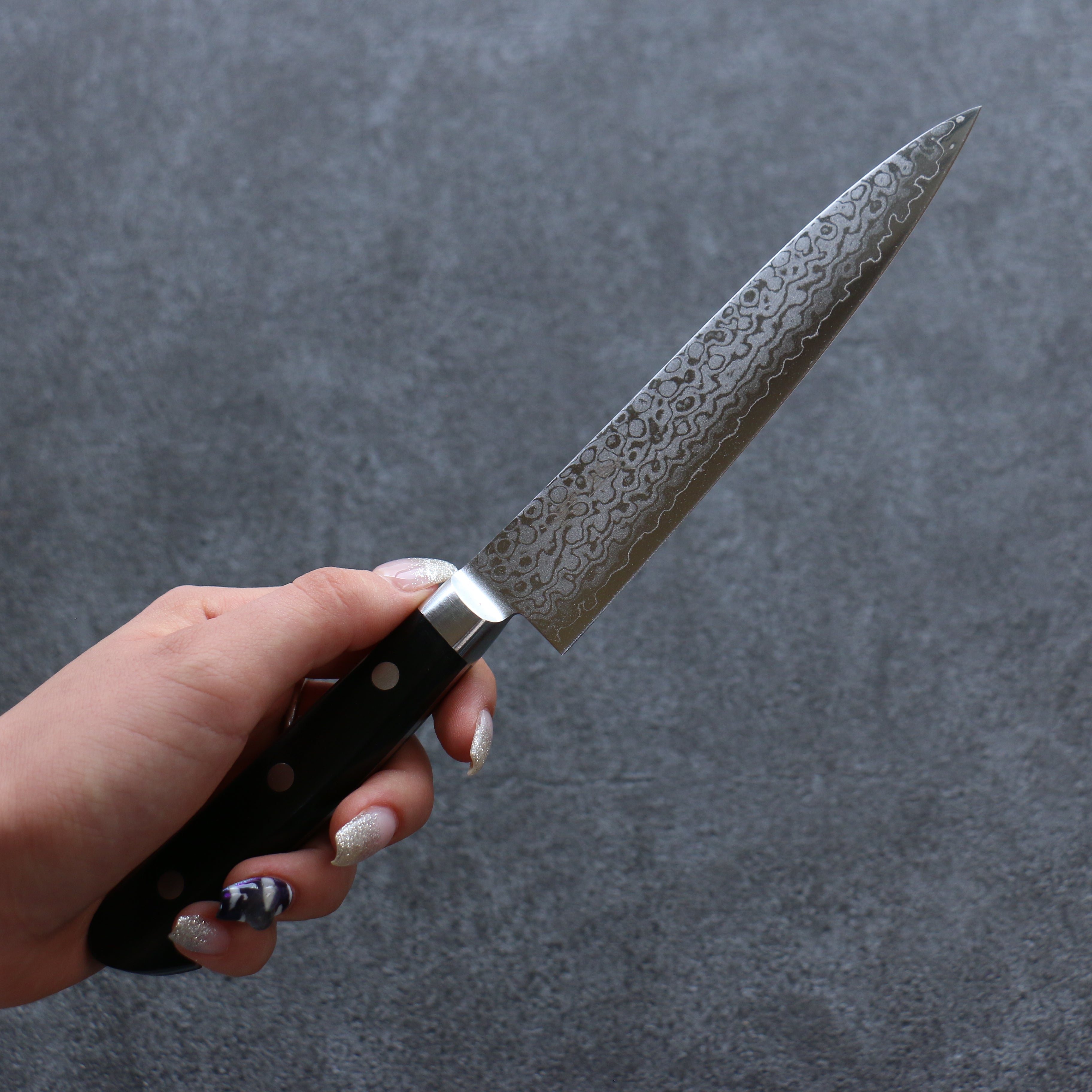 Seisuke VG10 8 Layer Damascus Migaki Petty-Utility 150mm Black Pakka wood Handle - Seisuke Knife