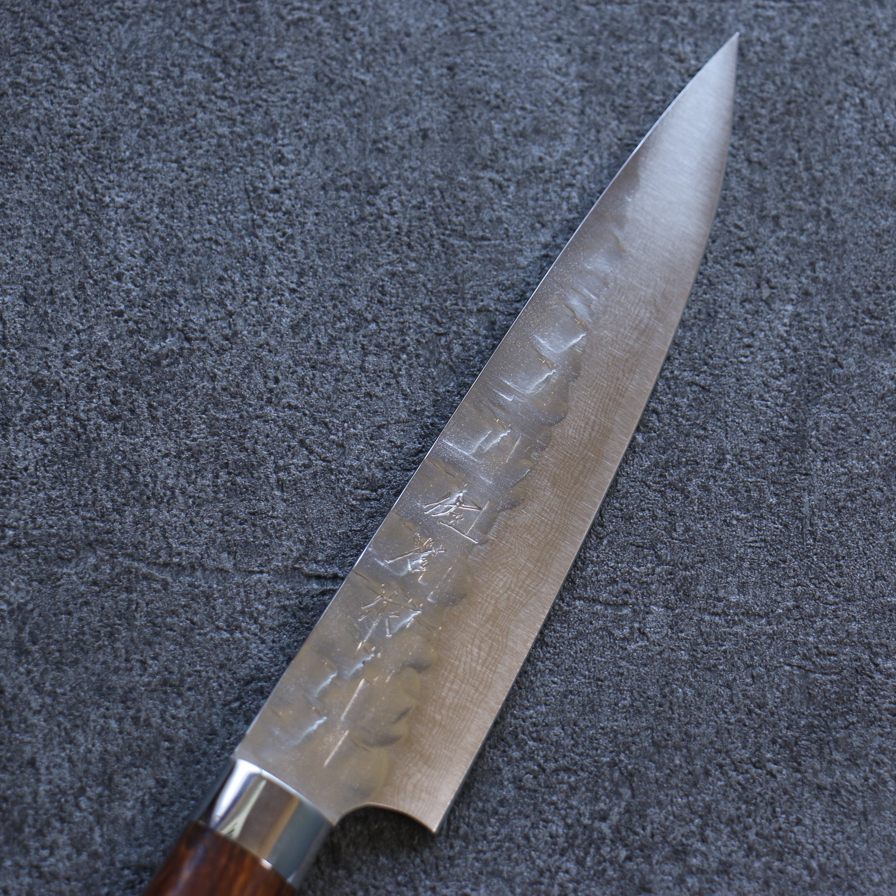 Takeshi Saji VG10 Hammered Damascus Petty-Utility 135mm Ironwood Handle - Seisuke Knife