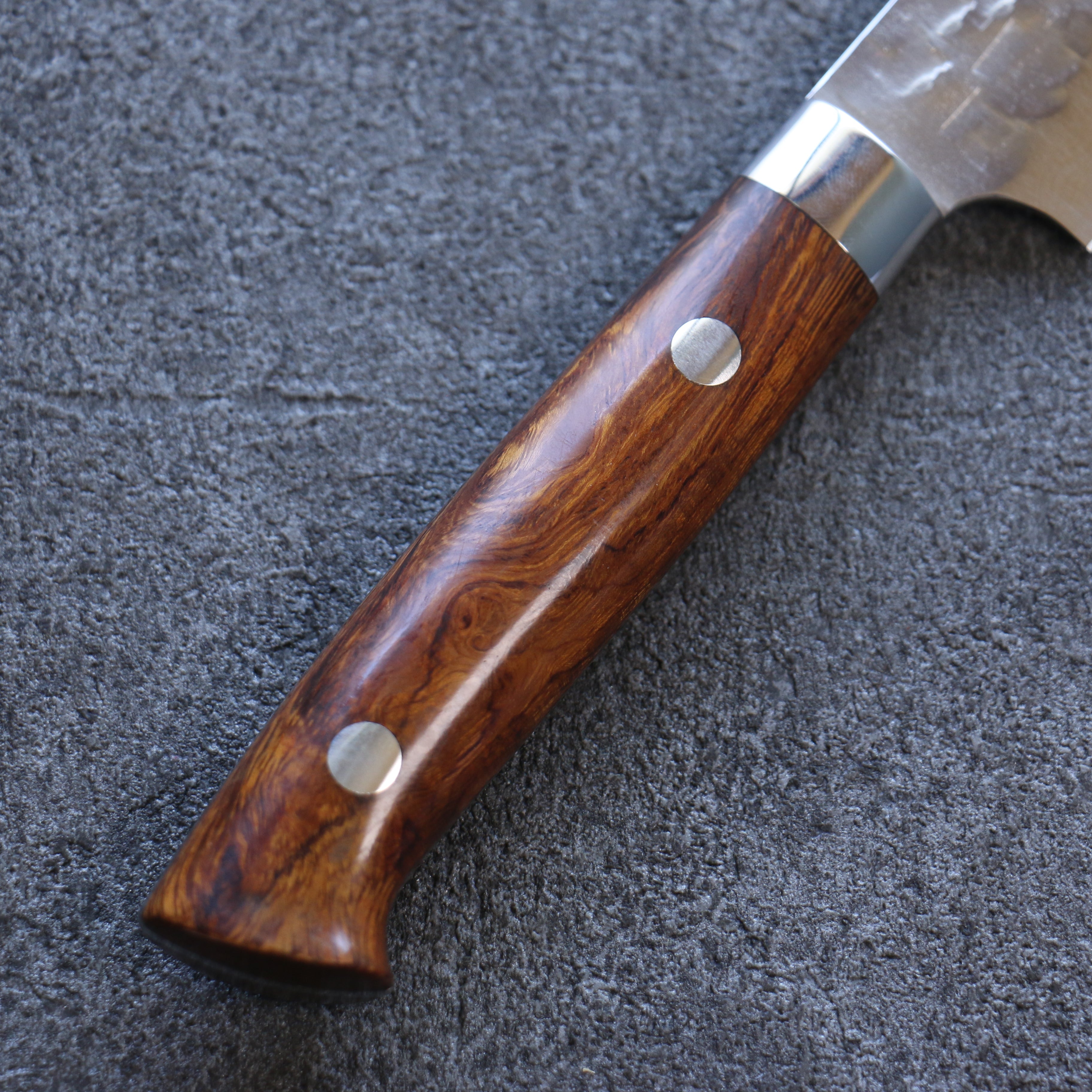 Takeshi Saji VG10 Hammered Damascus Petty-Utility 135mm Ironwood Handle - Seisuke Knife