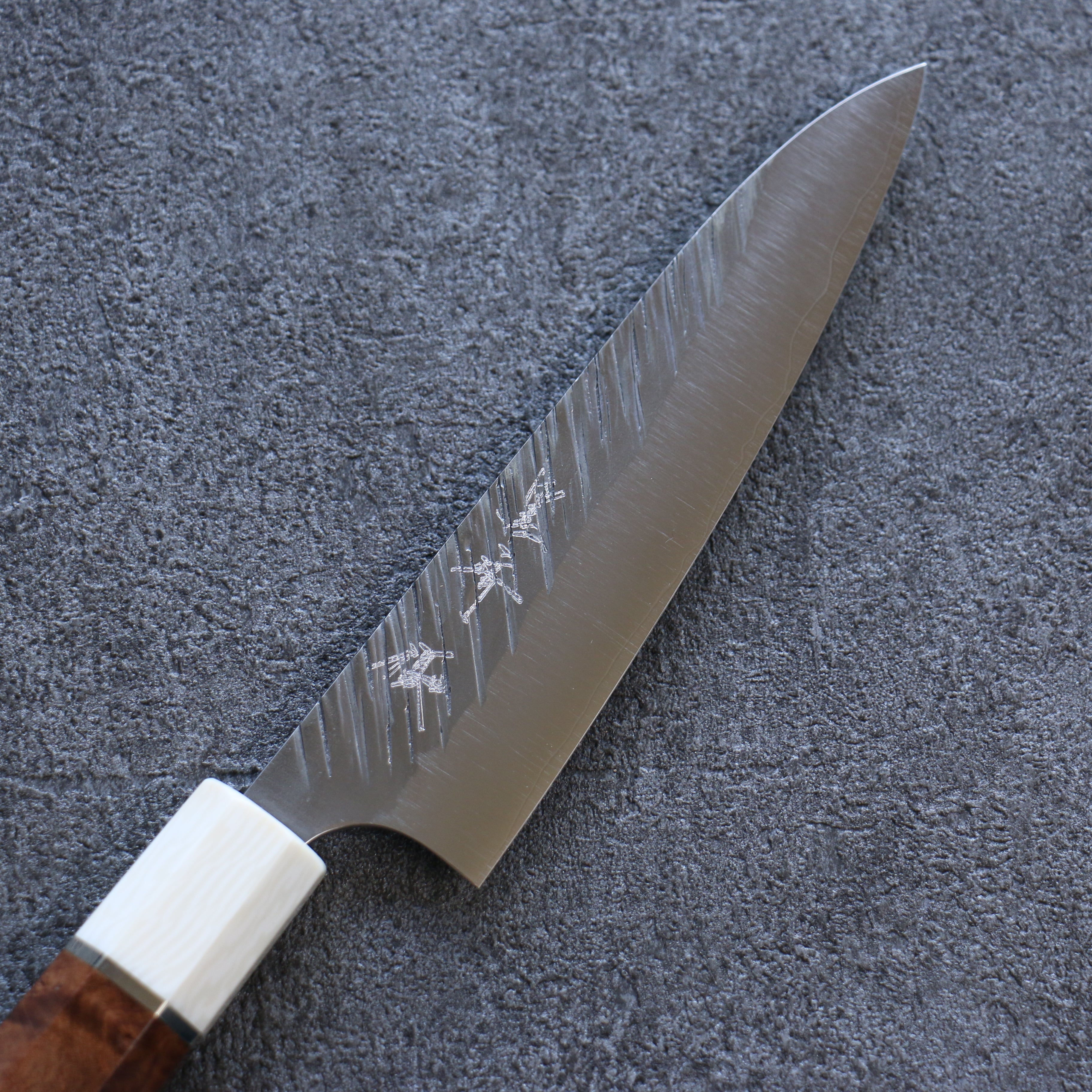 Yu Kurosaki Fujin SG2 Hammered Petty-Utility 120mm Stabilized wood (Birch Burl) Handle - Seisuke Knife